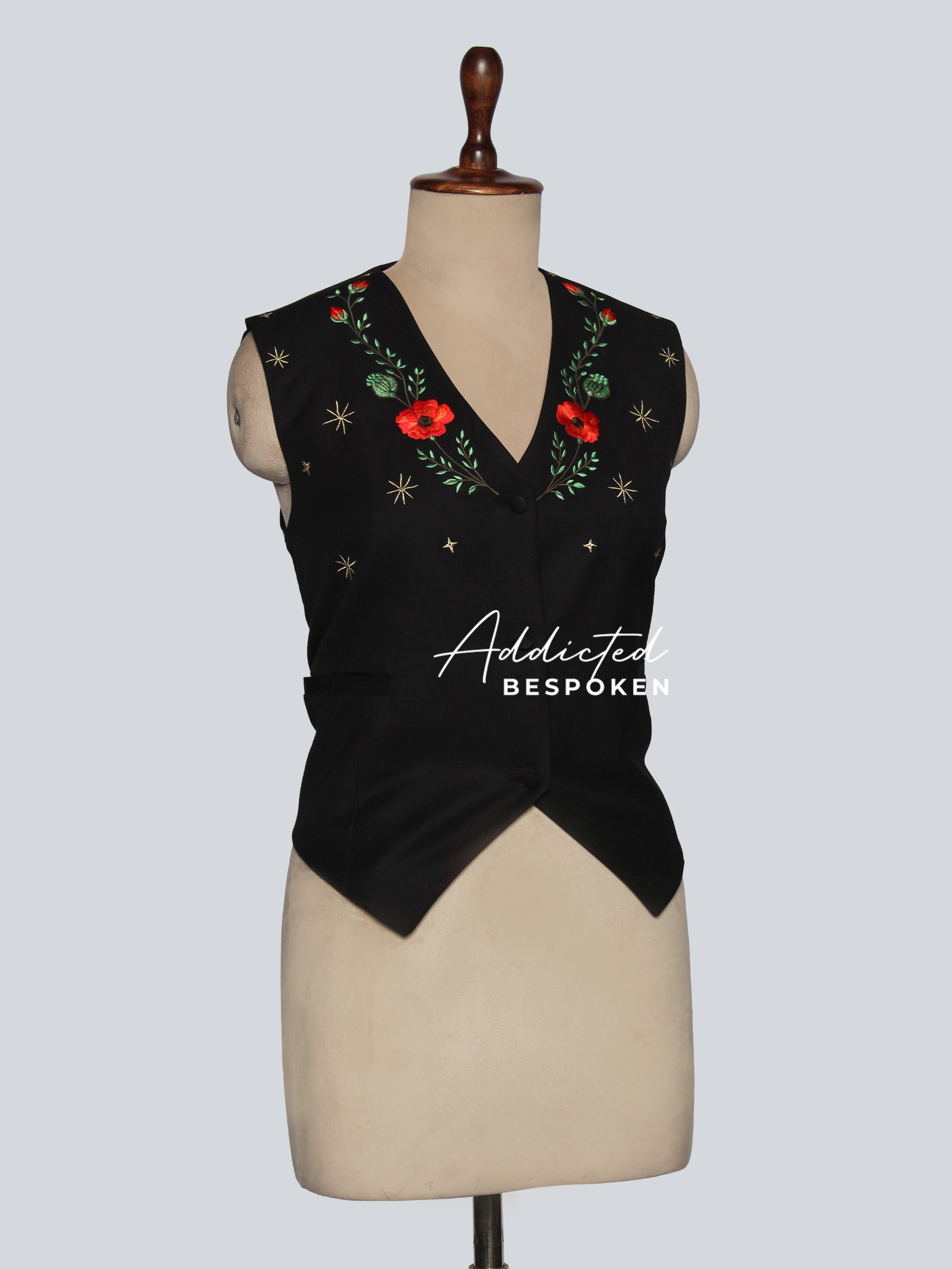 Black Embroidered Vest 
