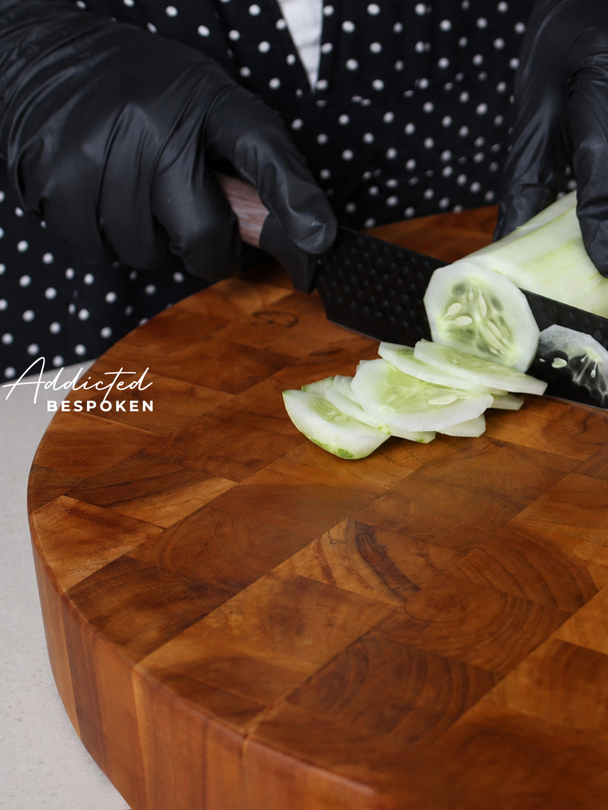 Round End Grain Wooden Chopping Board – Handmade Circular Cutting Board for Kitchen Addicted Bespoken
