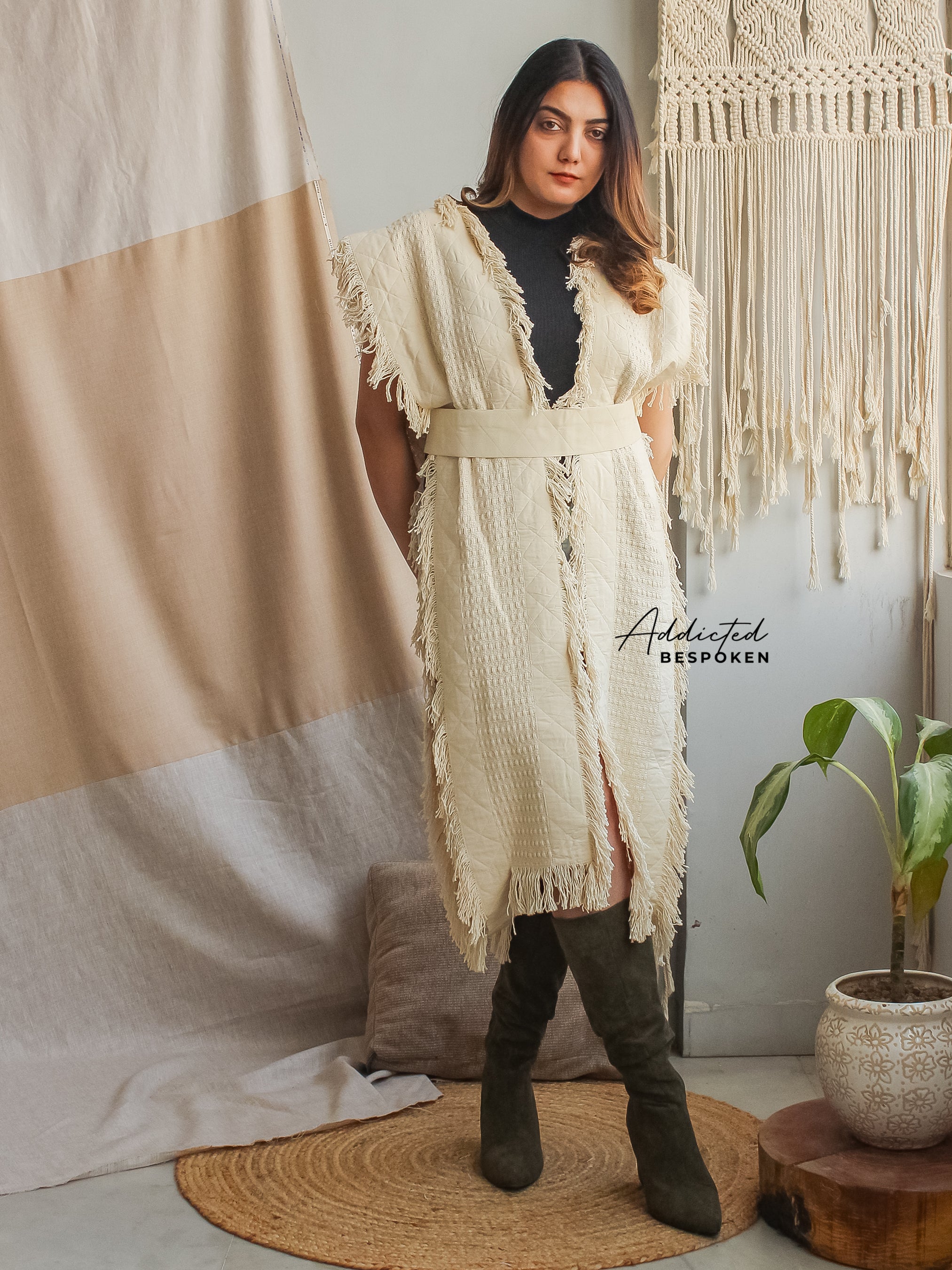 Boho Chic Belted Poncho