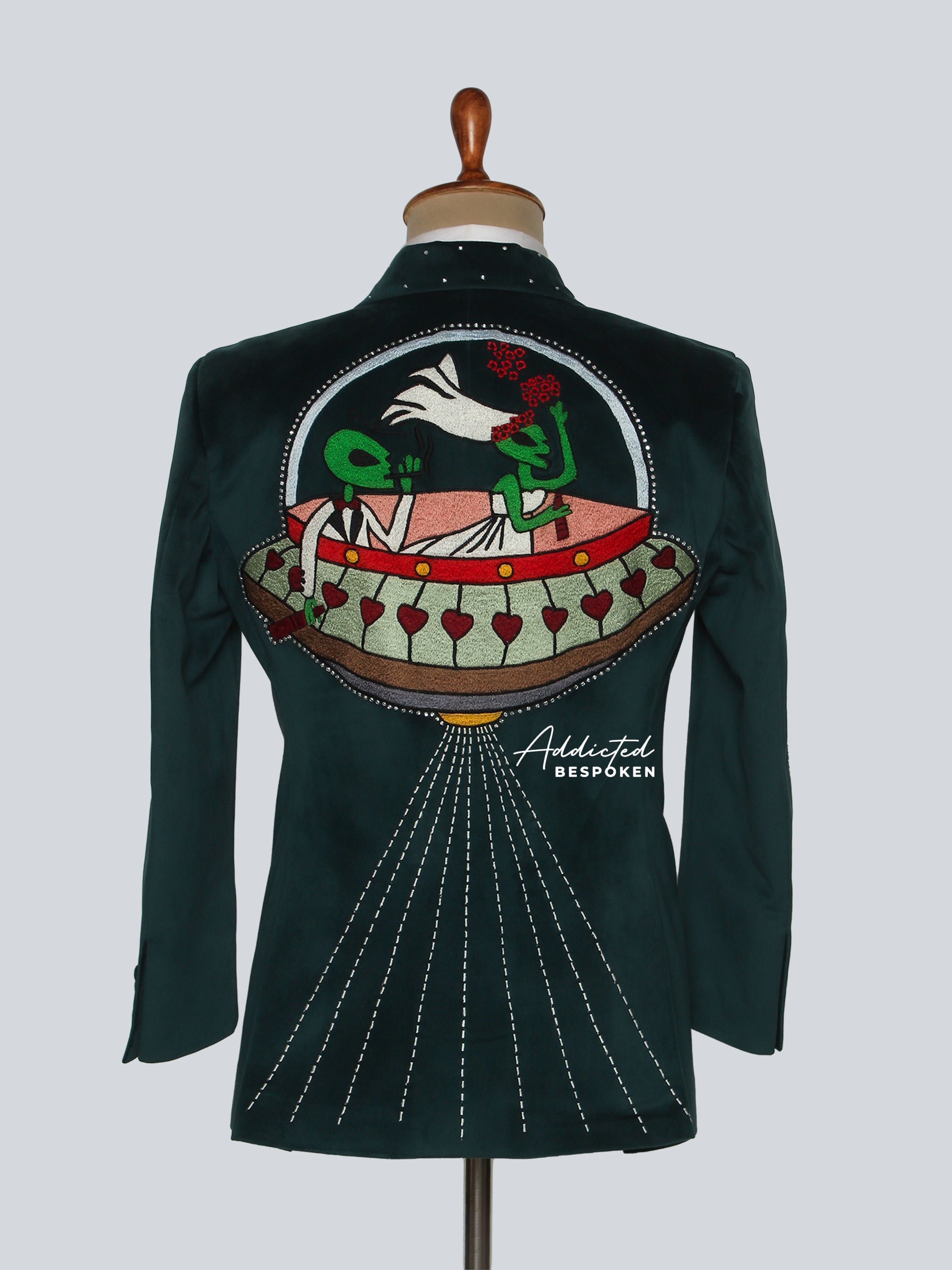 Dark Green Embroidered Blazer