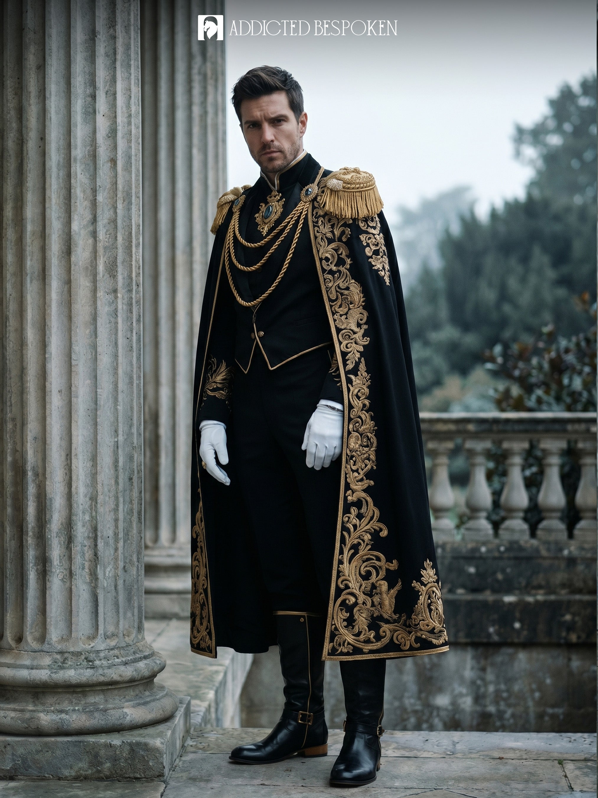 Royal Gothic Embroidered Cape Suit Addicted Bespoken