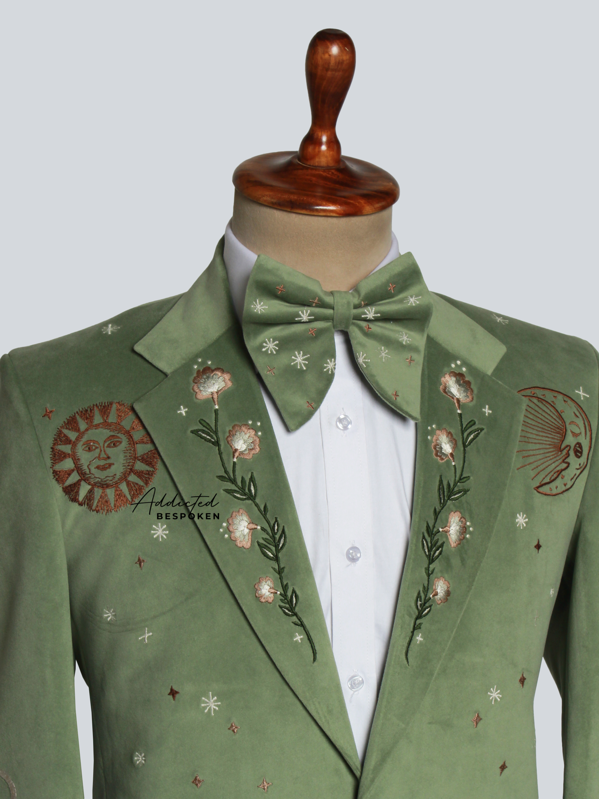 Green Embroidered Blazer For Men