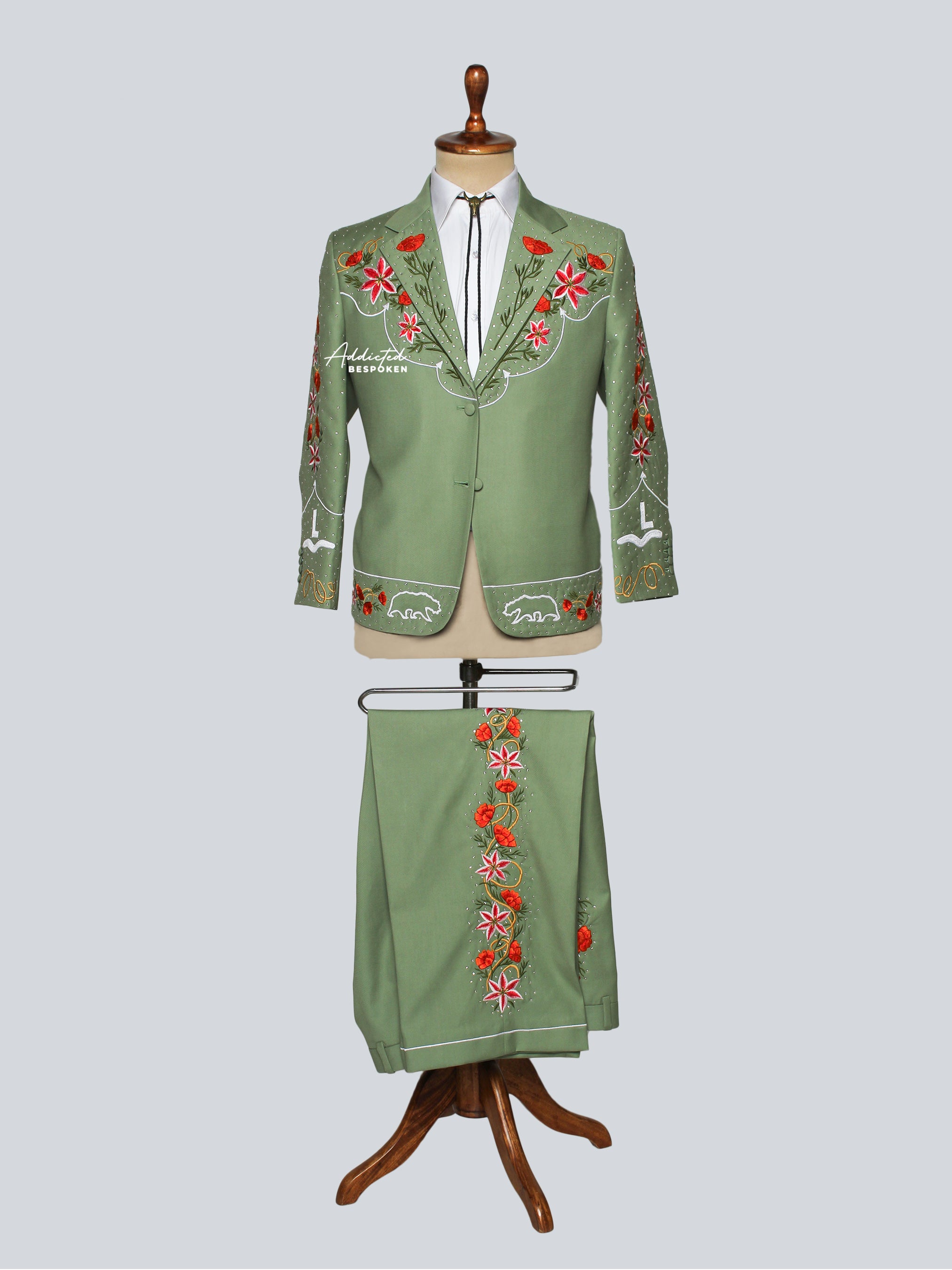Sage Bloom Embroidered Suit Addicted Bespoken