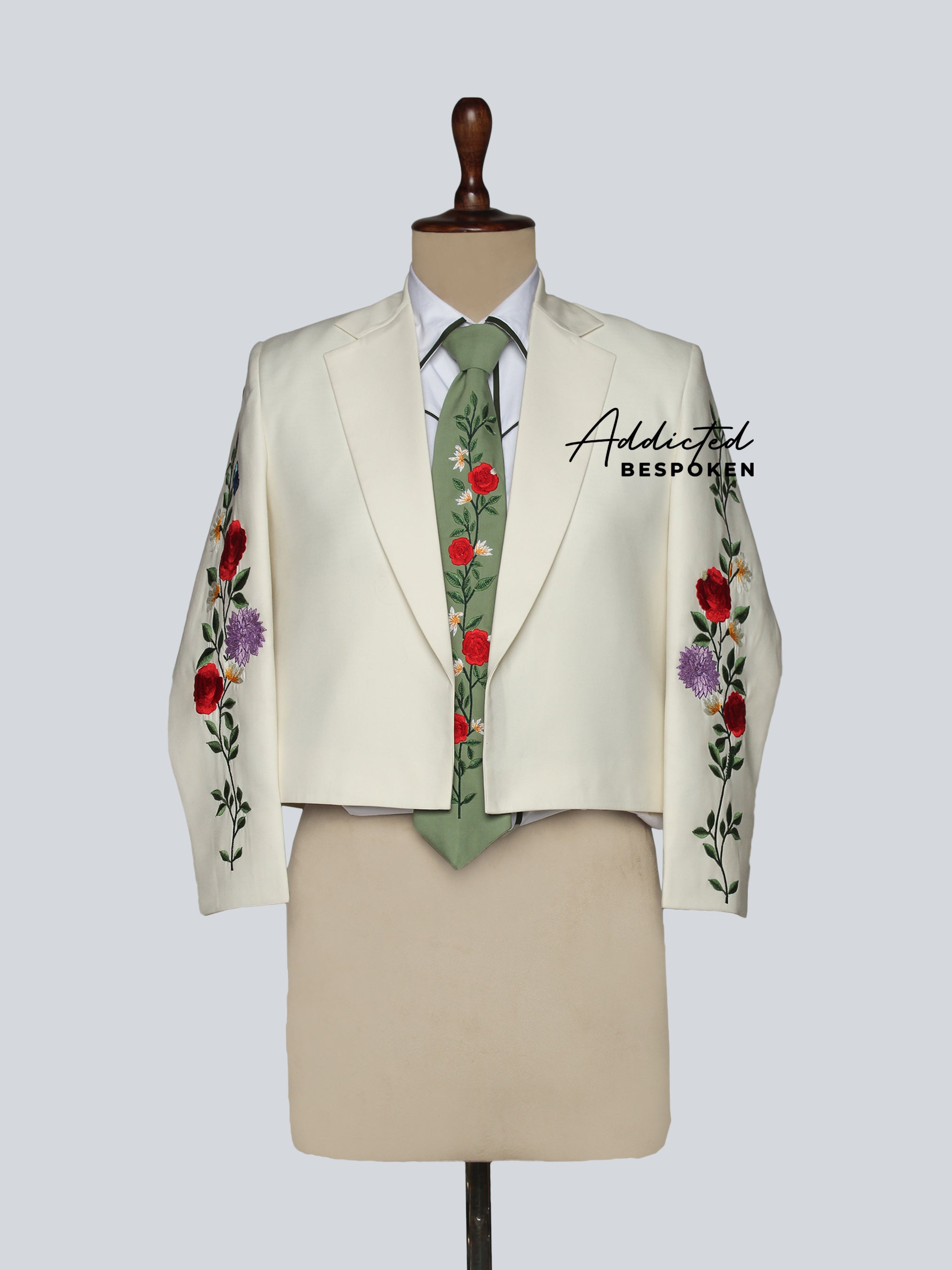 Floral Embroidered Formal Suit