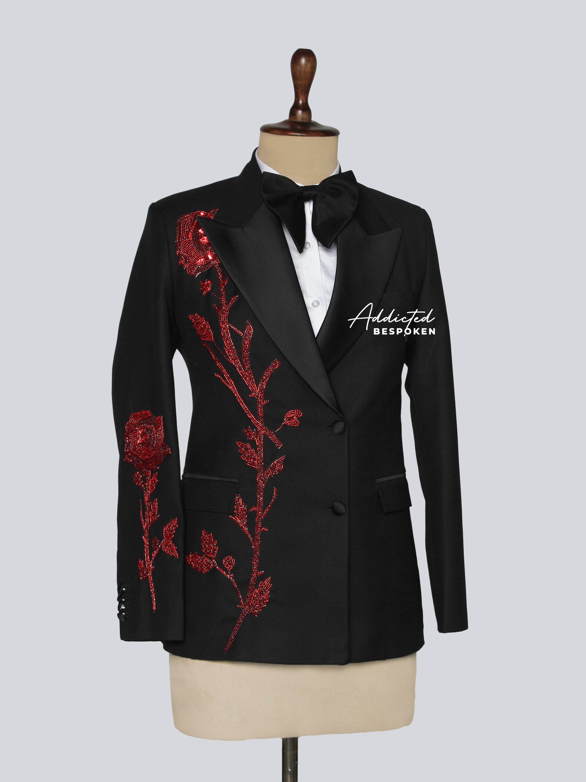 Rhinestone Floral Embroidered Suit