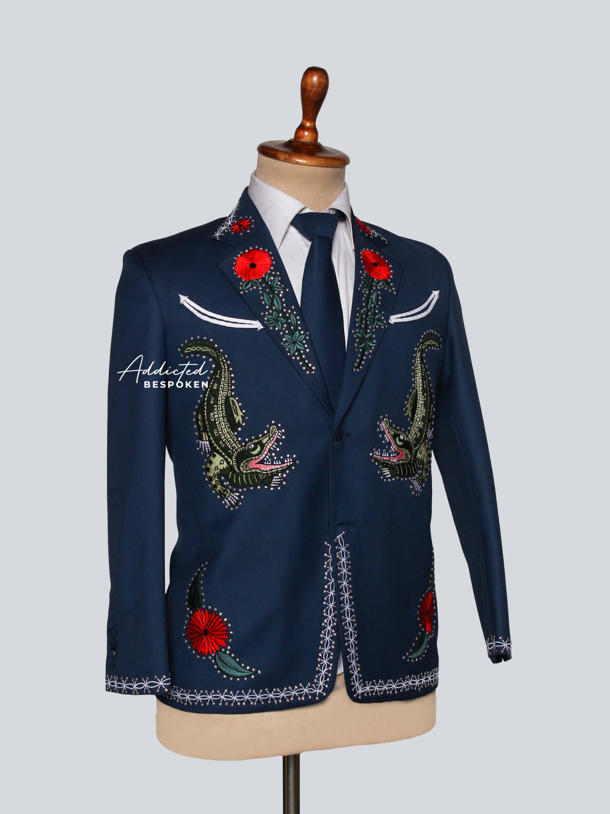 Crocodile Floral Embroidered Suit Addicted Bespoken