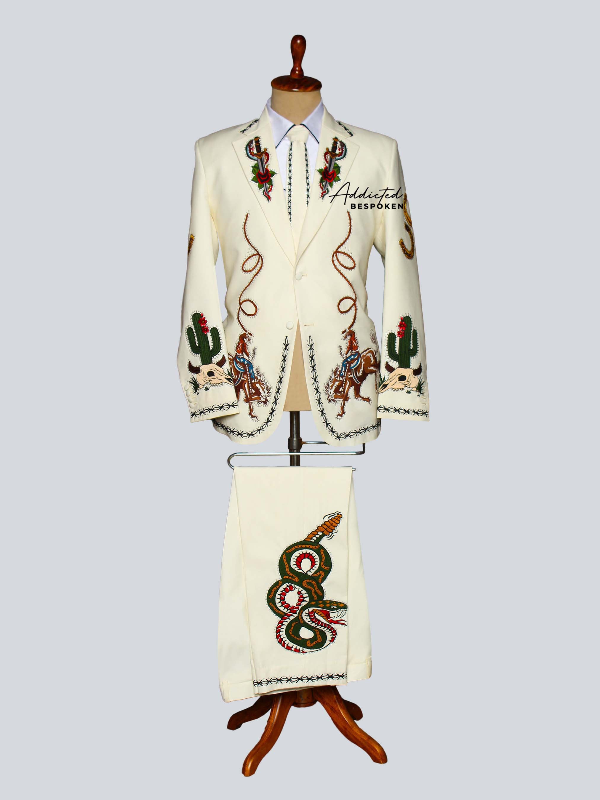 Western Embroidered Cowboy Suit with Boots Addicted Bespoken