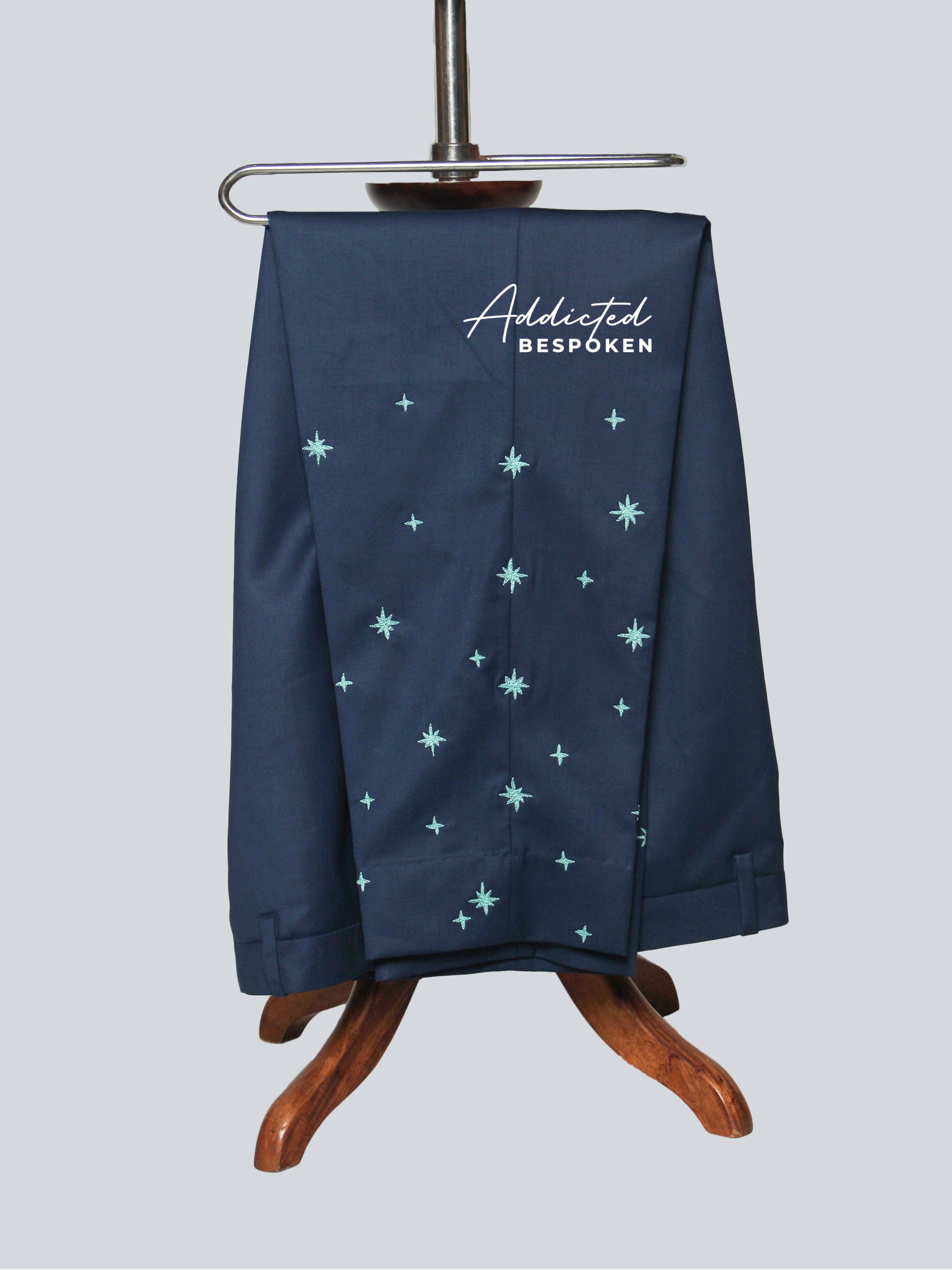 Midnight Teal Blue Embroidered Suit