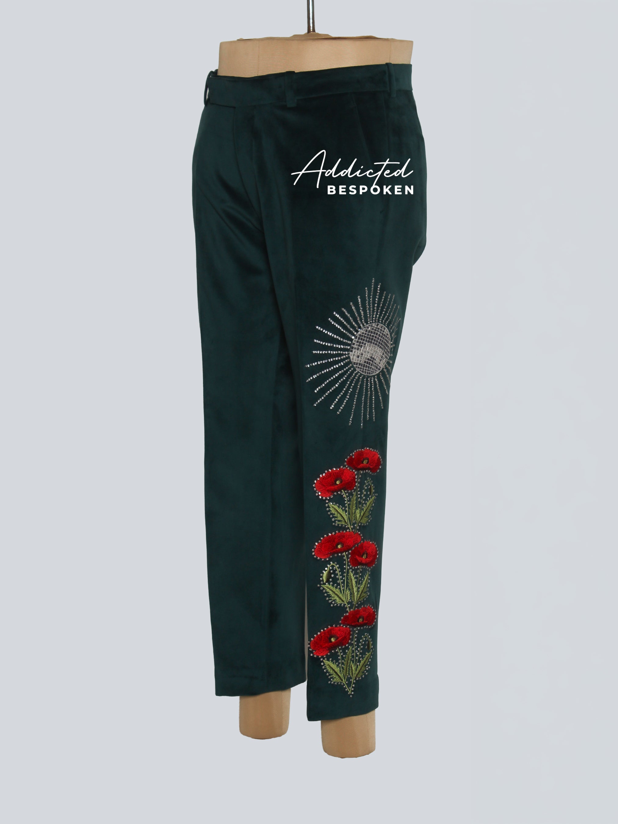Green Embroidered Pant