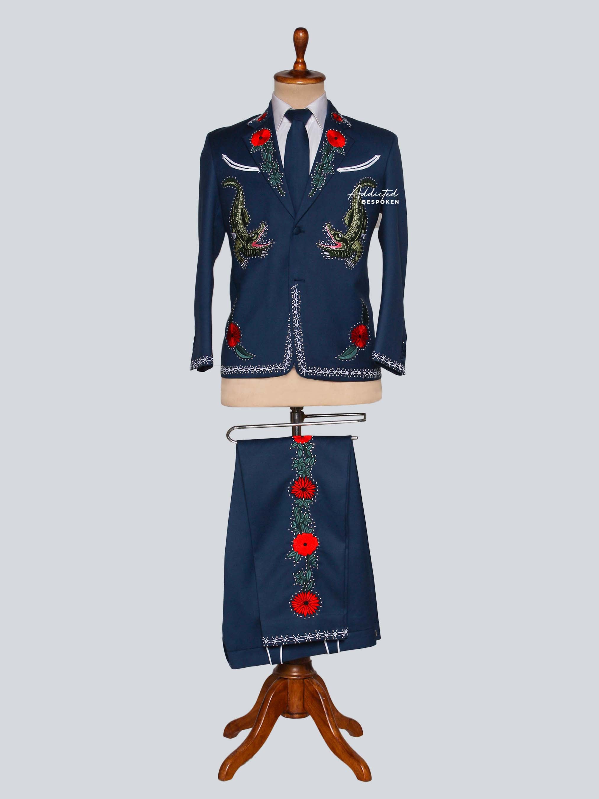 Crocodile Floral Embroidered Suit Addicted Bespoken