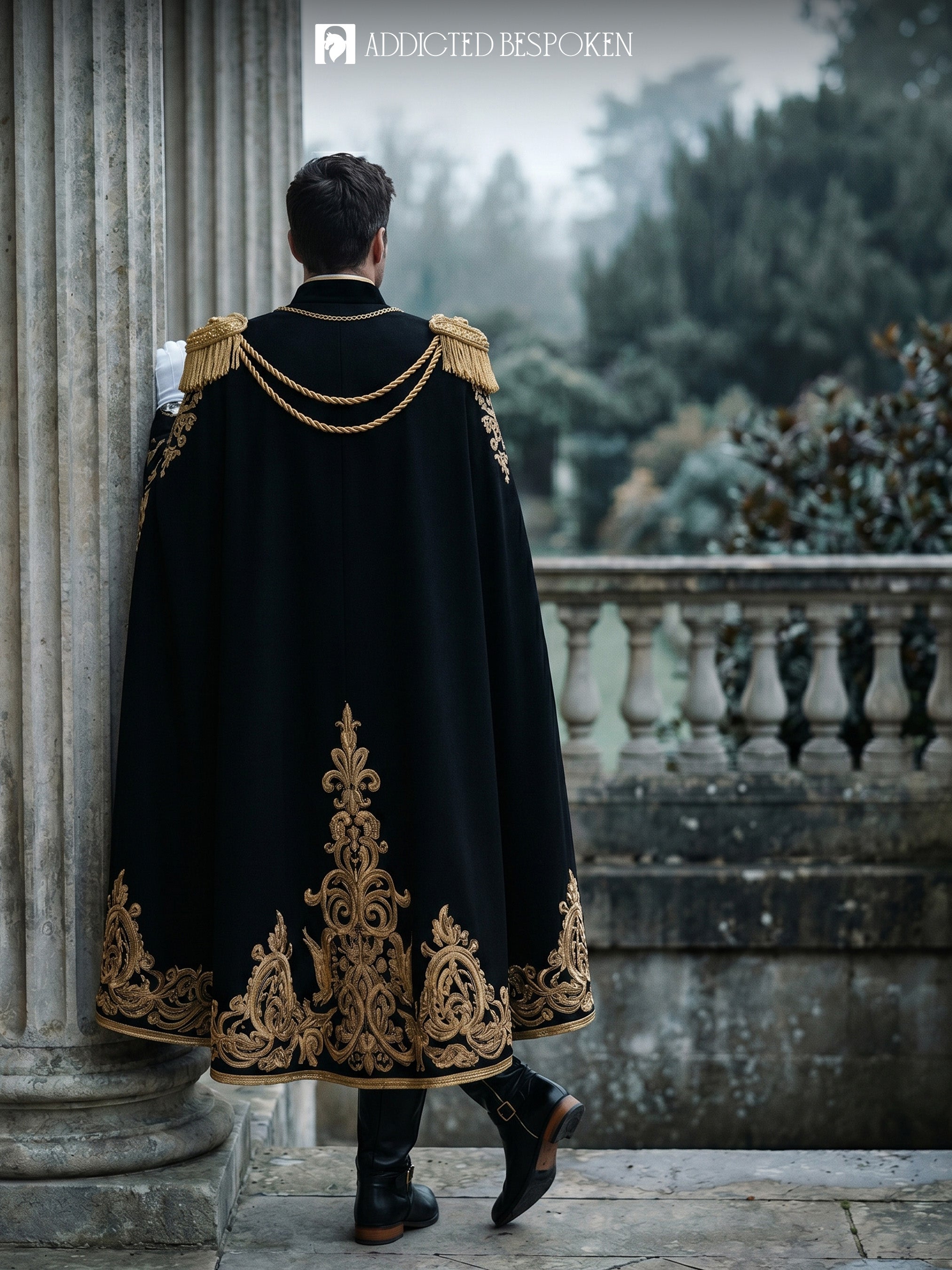 Royal Gothic Embroidered Cape Suit Addicted Bespoken