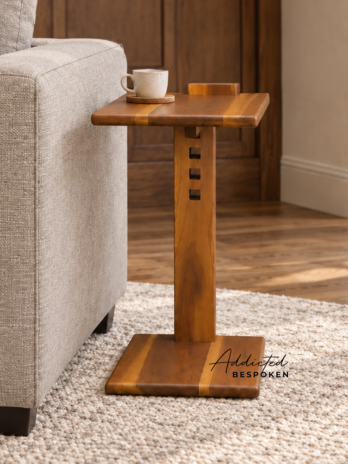 Solid Wood Adjustable C-Table | Bedside & Sofa Side Table Addicted Bespoken