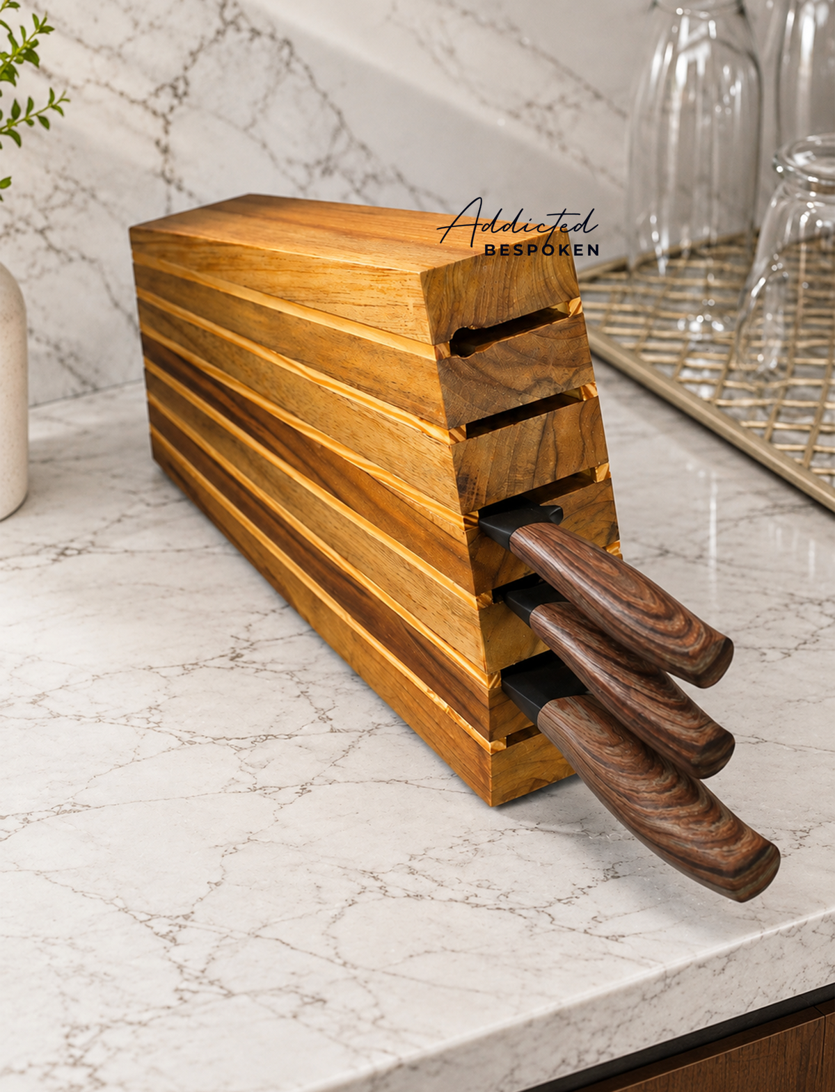 Wooden knife block