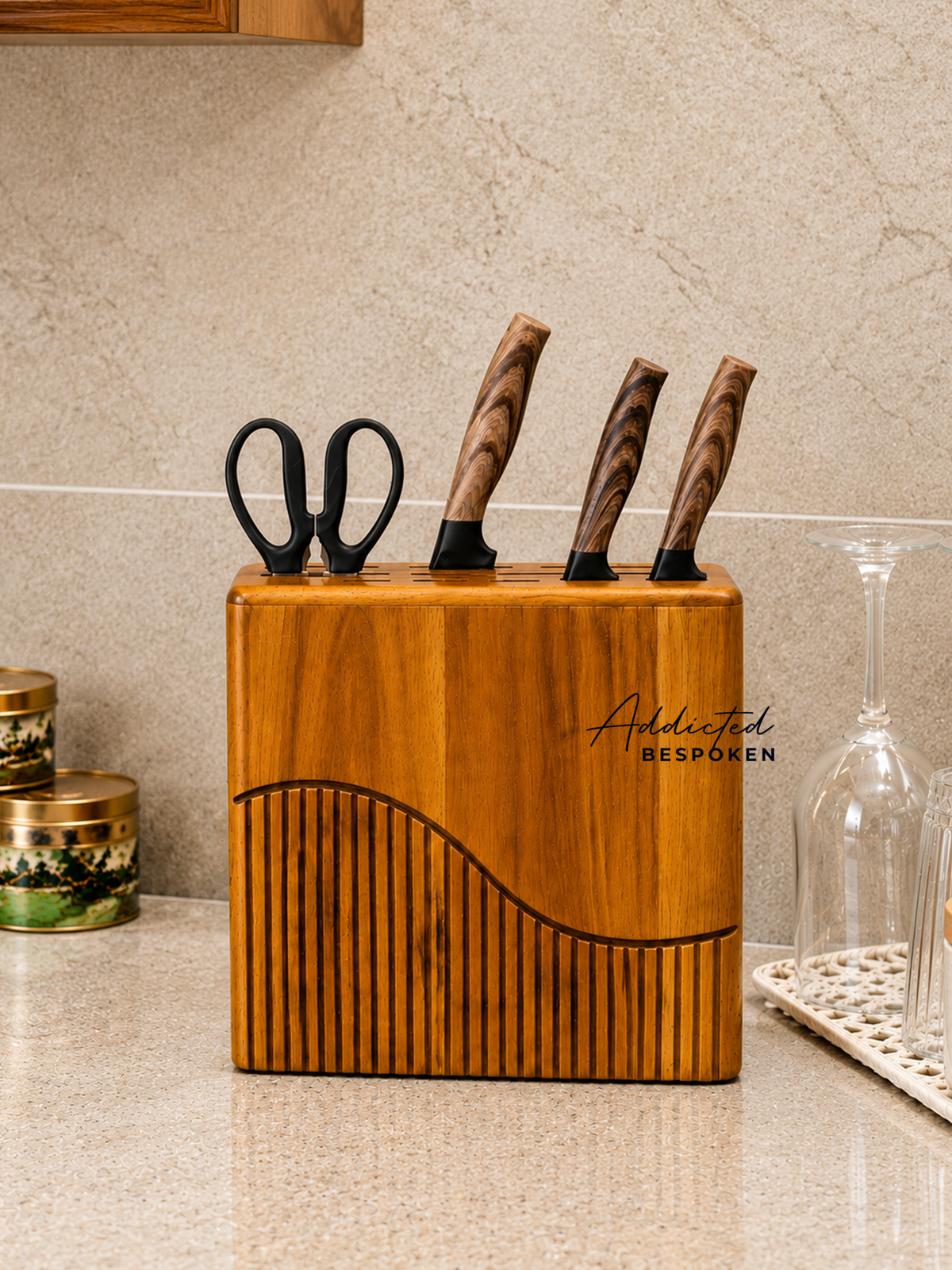 Wooden knife block
