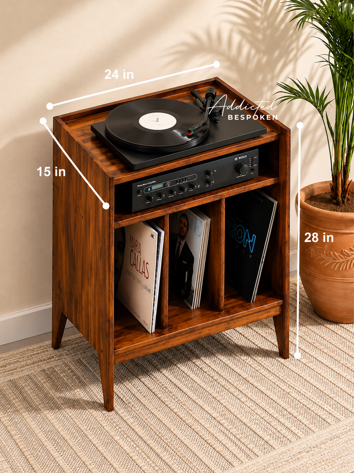 Wooden record player stand