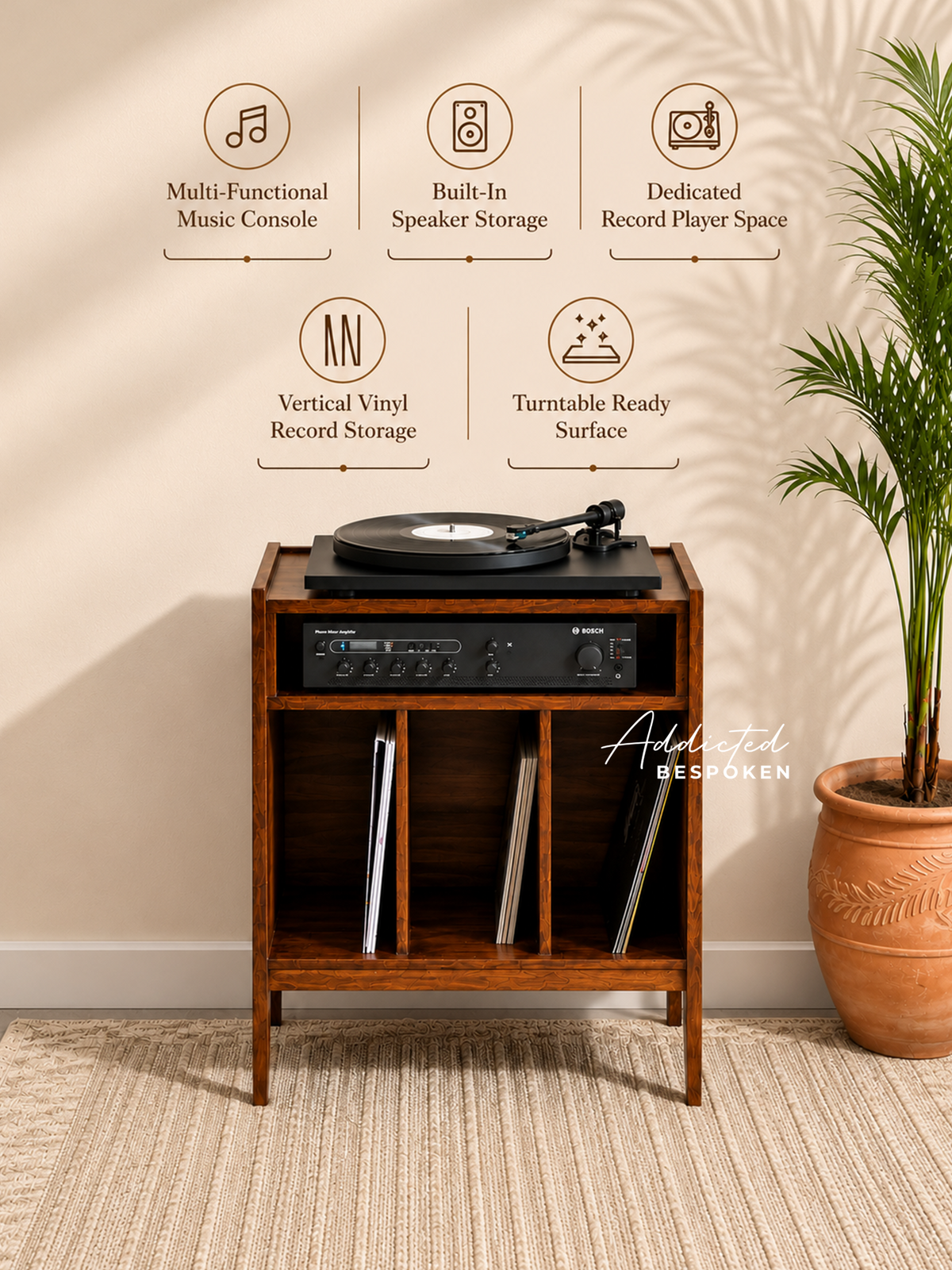 Wooden record player stand