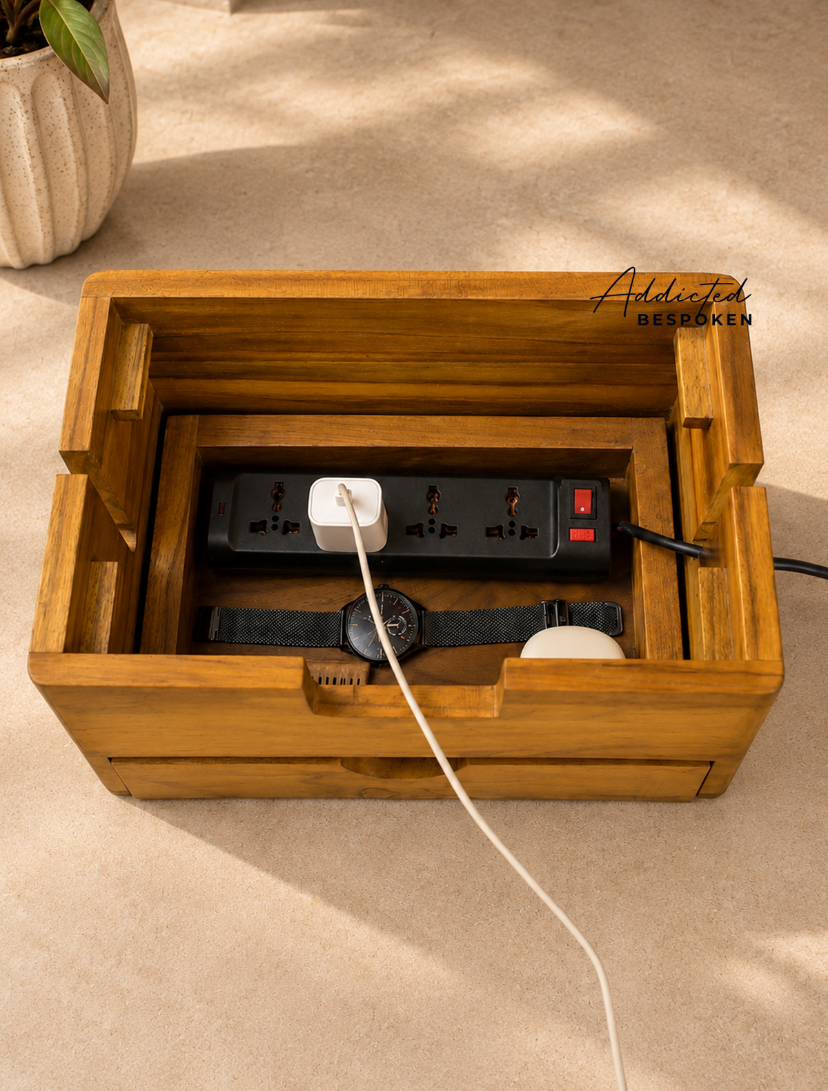  Wooden Charging Station with Drawer