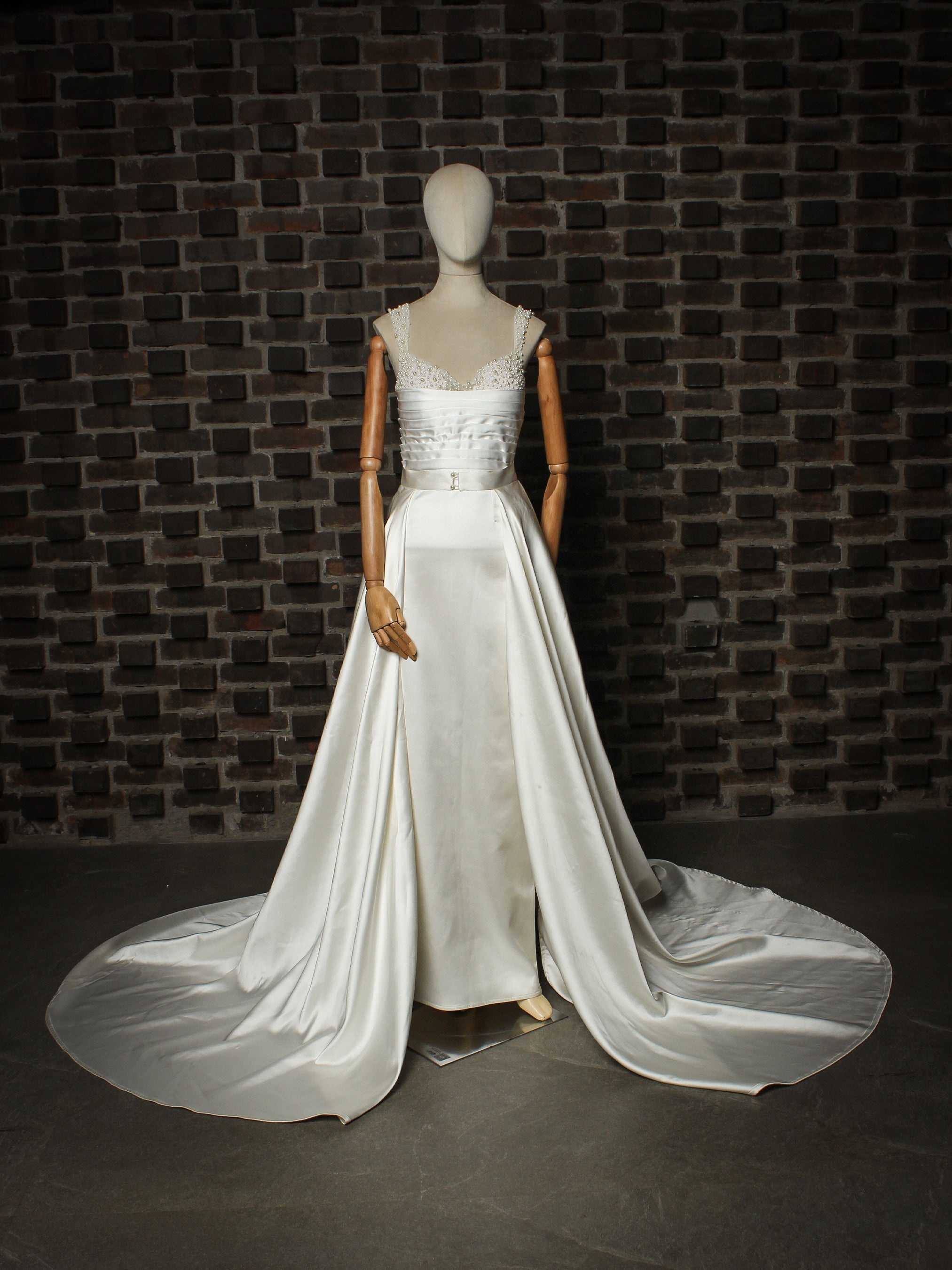Pearl Beaded Satin Bridal Gown Addicted Bespoken