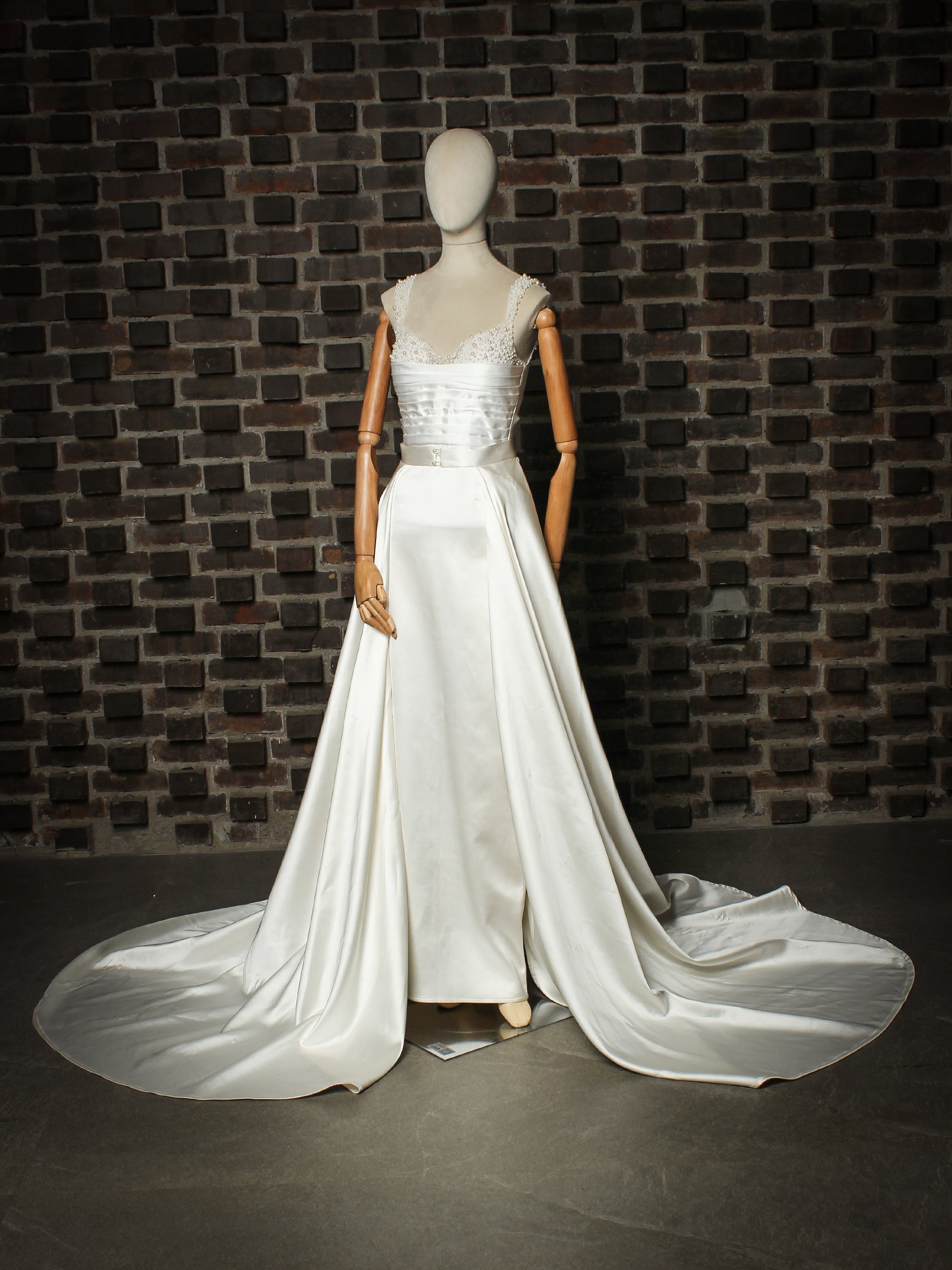 Pearl Beaded Satin Bridal Gown Addicted Bespoken