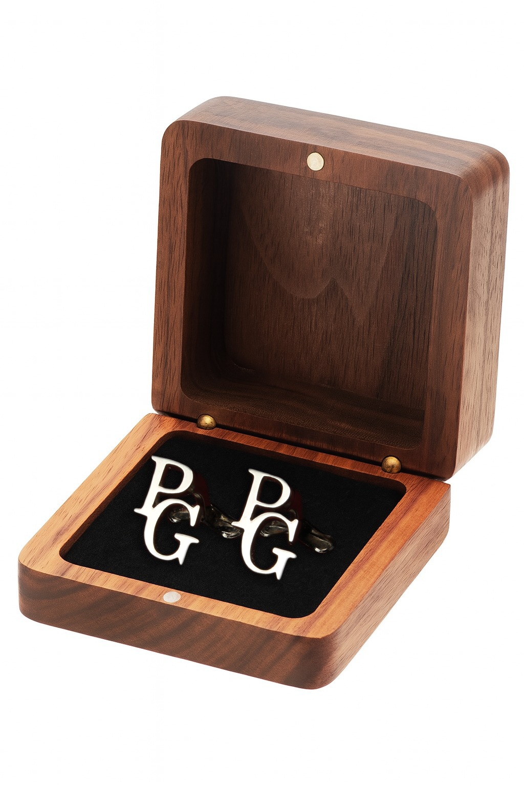 Customized Initials Cufflinks + Wooden Box