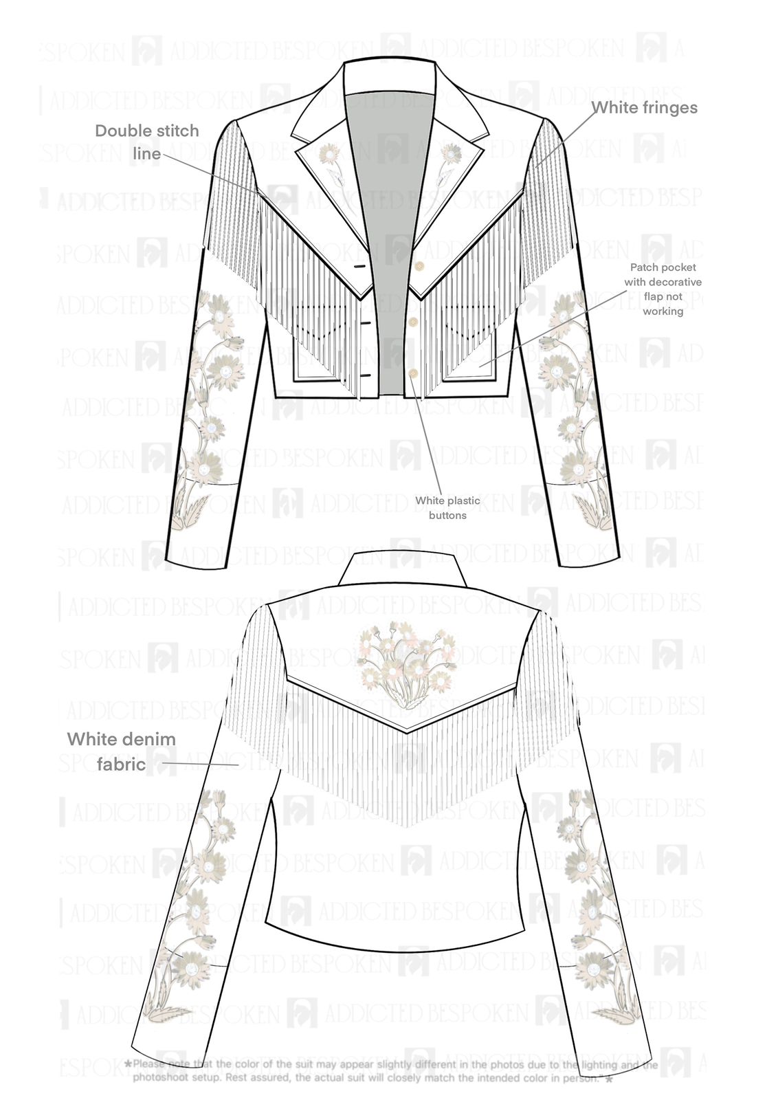 Denim Jacket with Suede Fringes