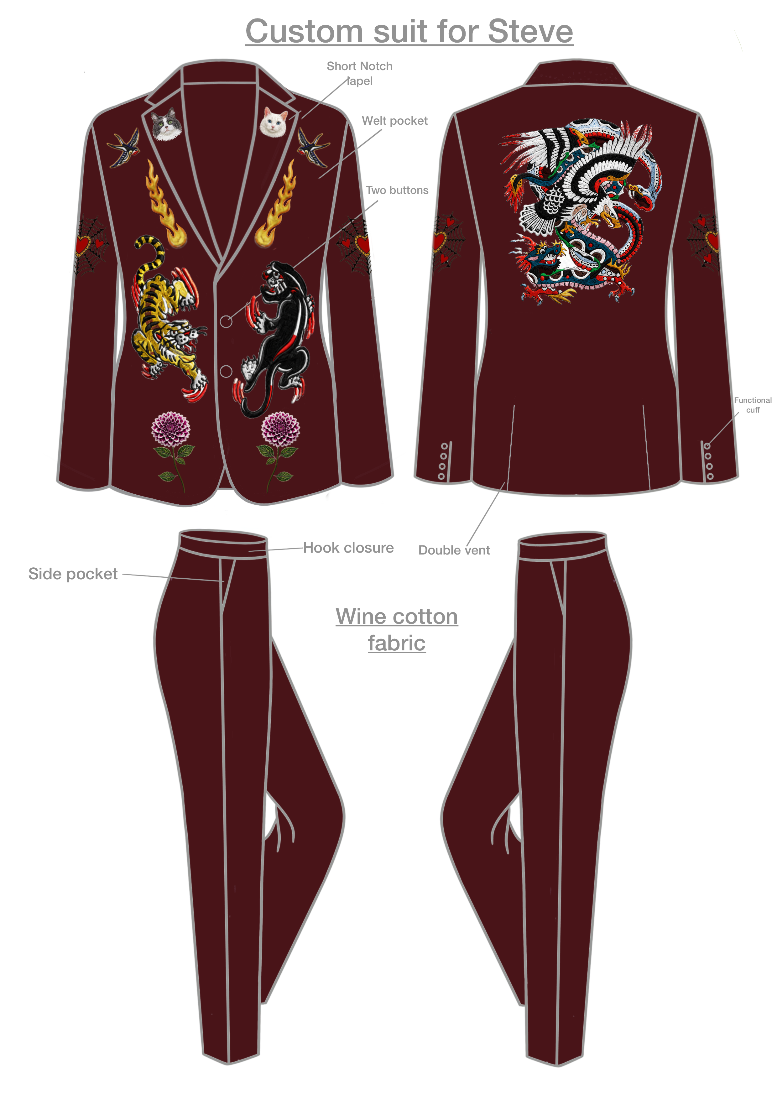 Custom made 2 Pc Suit for Steve 50% Addicted Bespoken