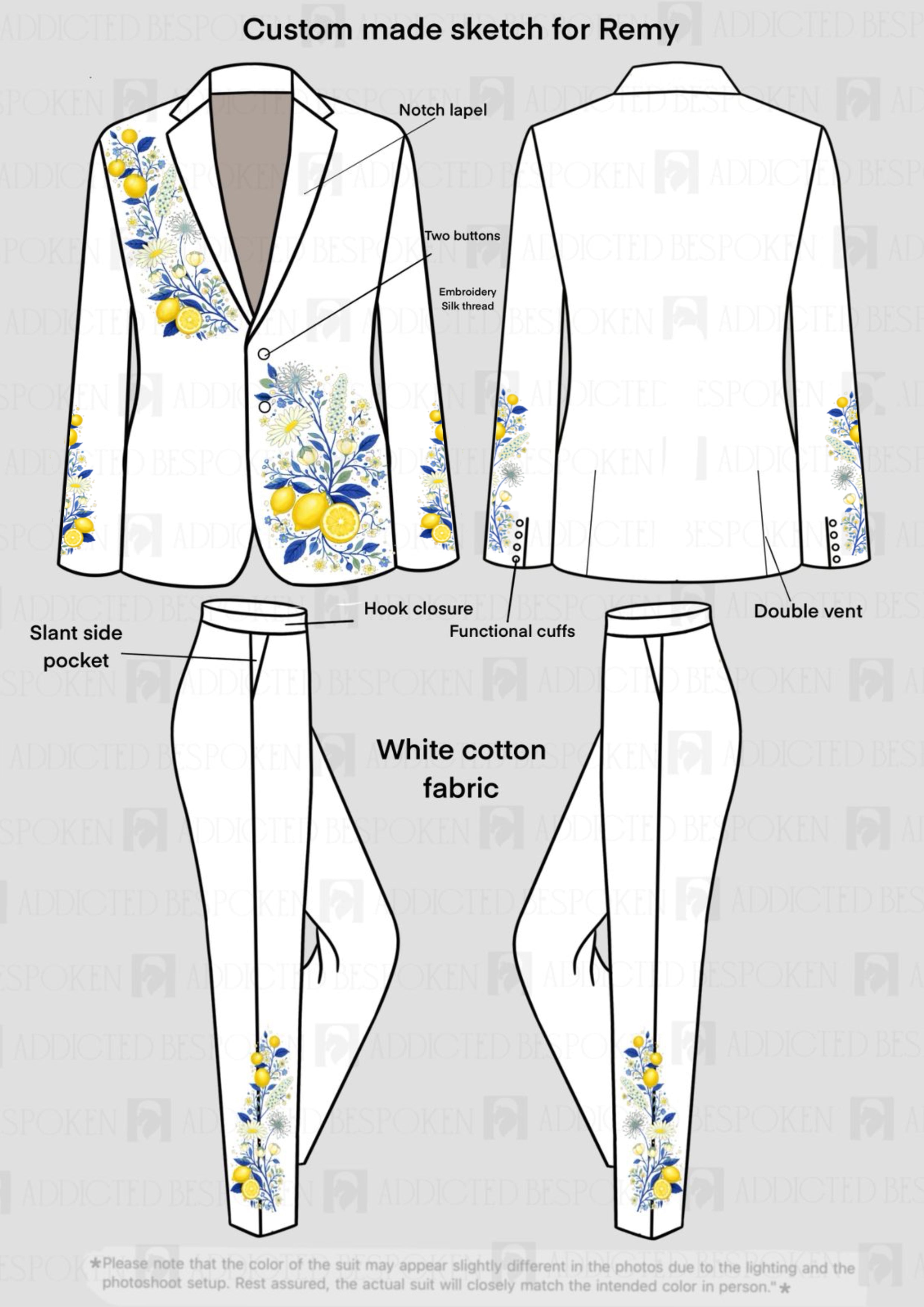 Custom Made 3 Piece Embroidered Suit for Remy Addicted Bespoken