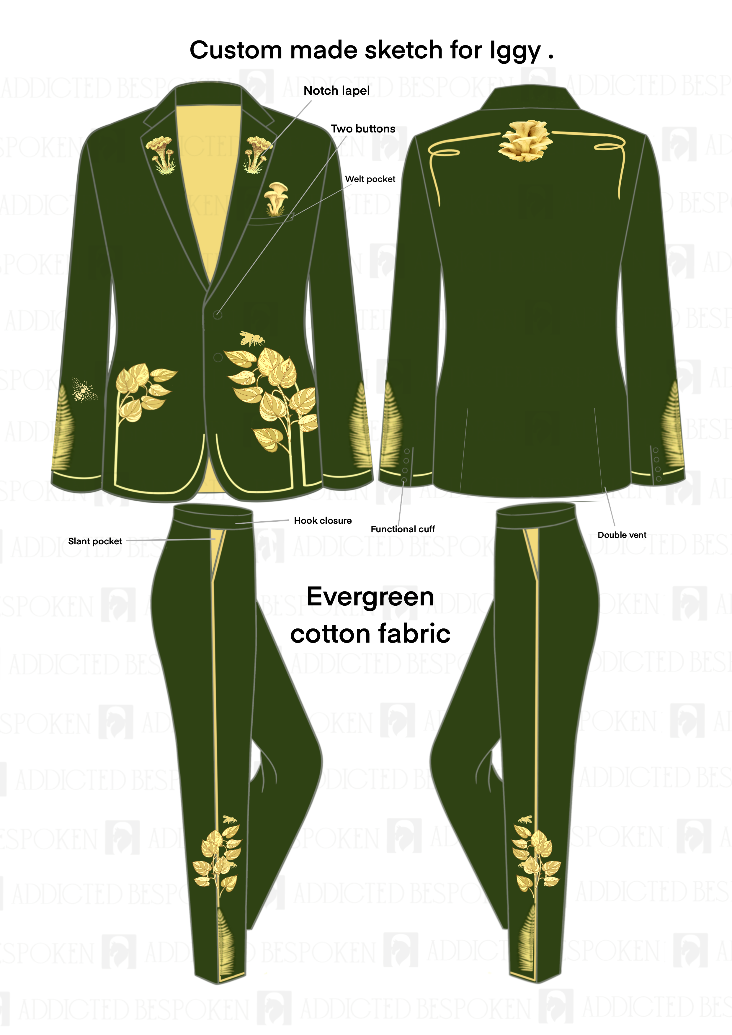 Custom-Made Embroidered Suit for Iggy Doane