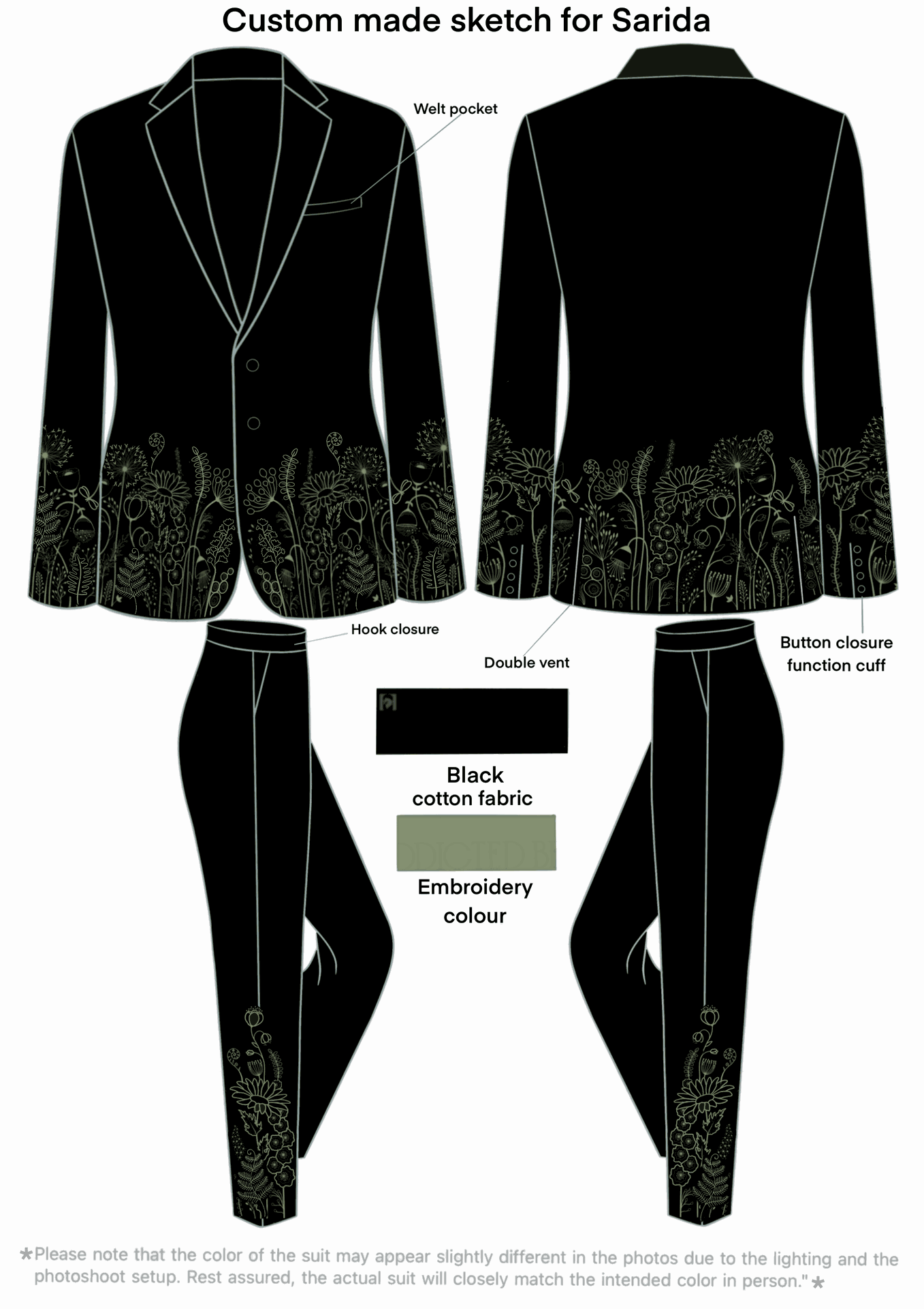 Custom Made 2Pc Embroidered Suit for Sarida Addicted Bespoken