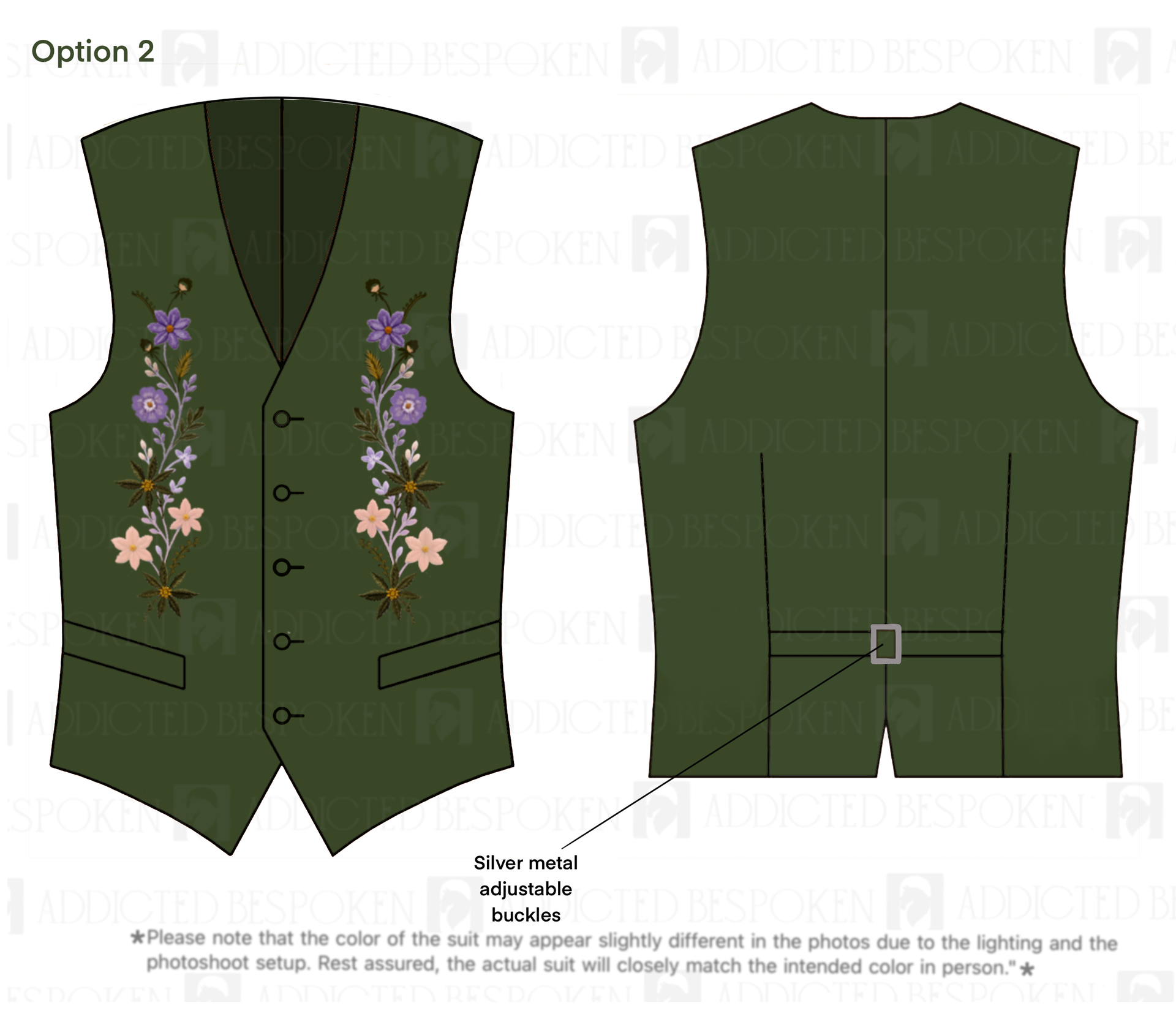 Men Custom Made 3 Piece Embroidered Suit with Shirt Addicted Bespoken