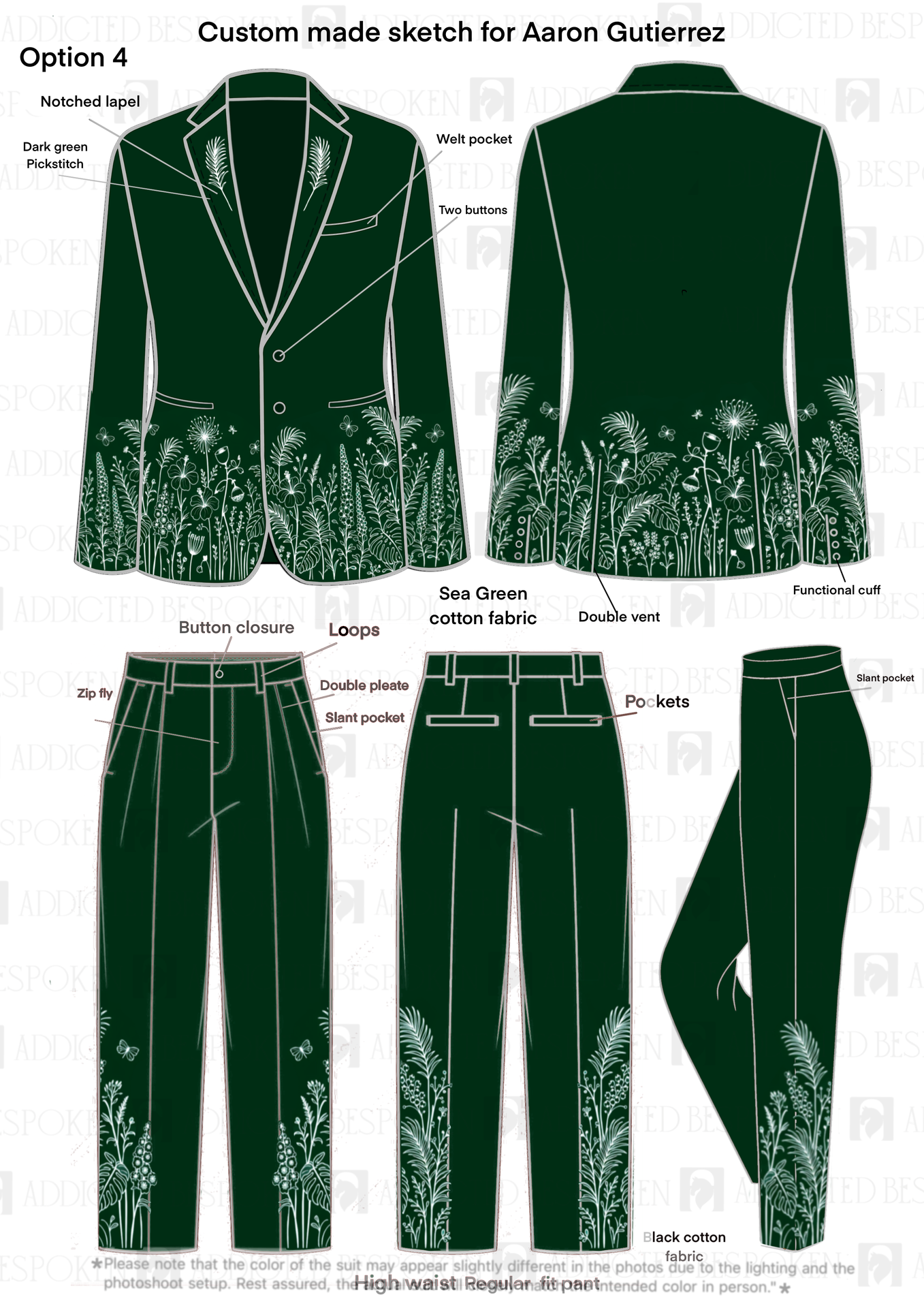 Custom Made 2 Piece Embroidered Suit for Aaron