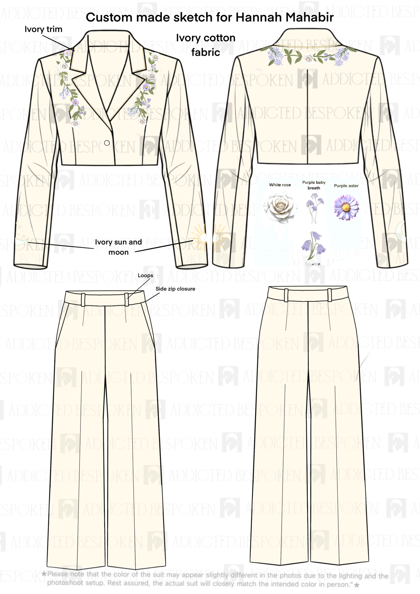 Custom Made 2 Piece Embroidered Suit for Hannah Addicted Bespoken