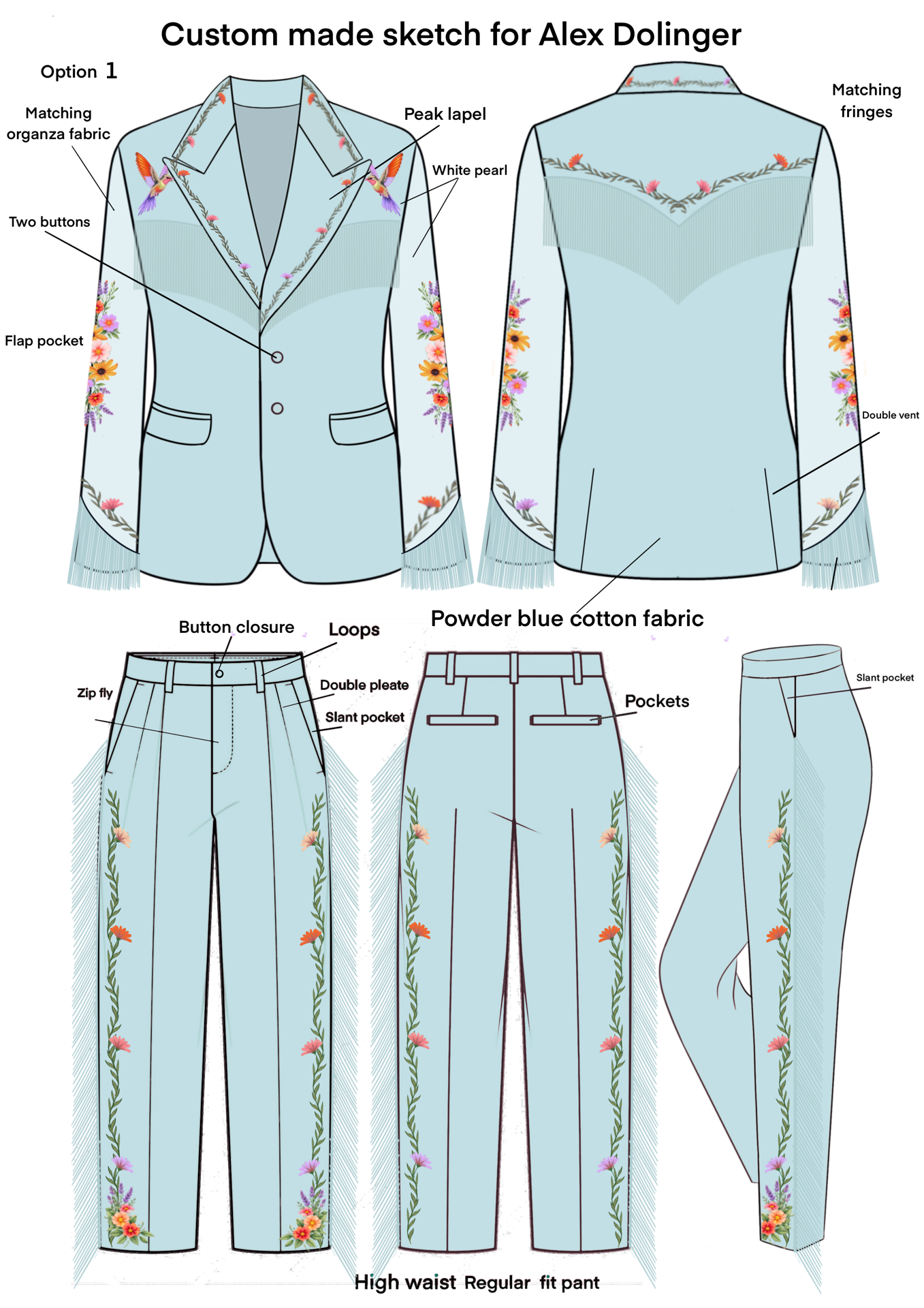Custom Made 2 Piece Embroidered Suit for Alex Addicted Bespoken