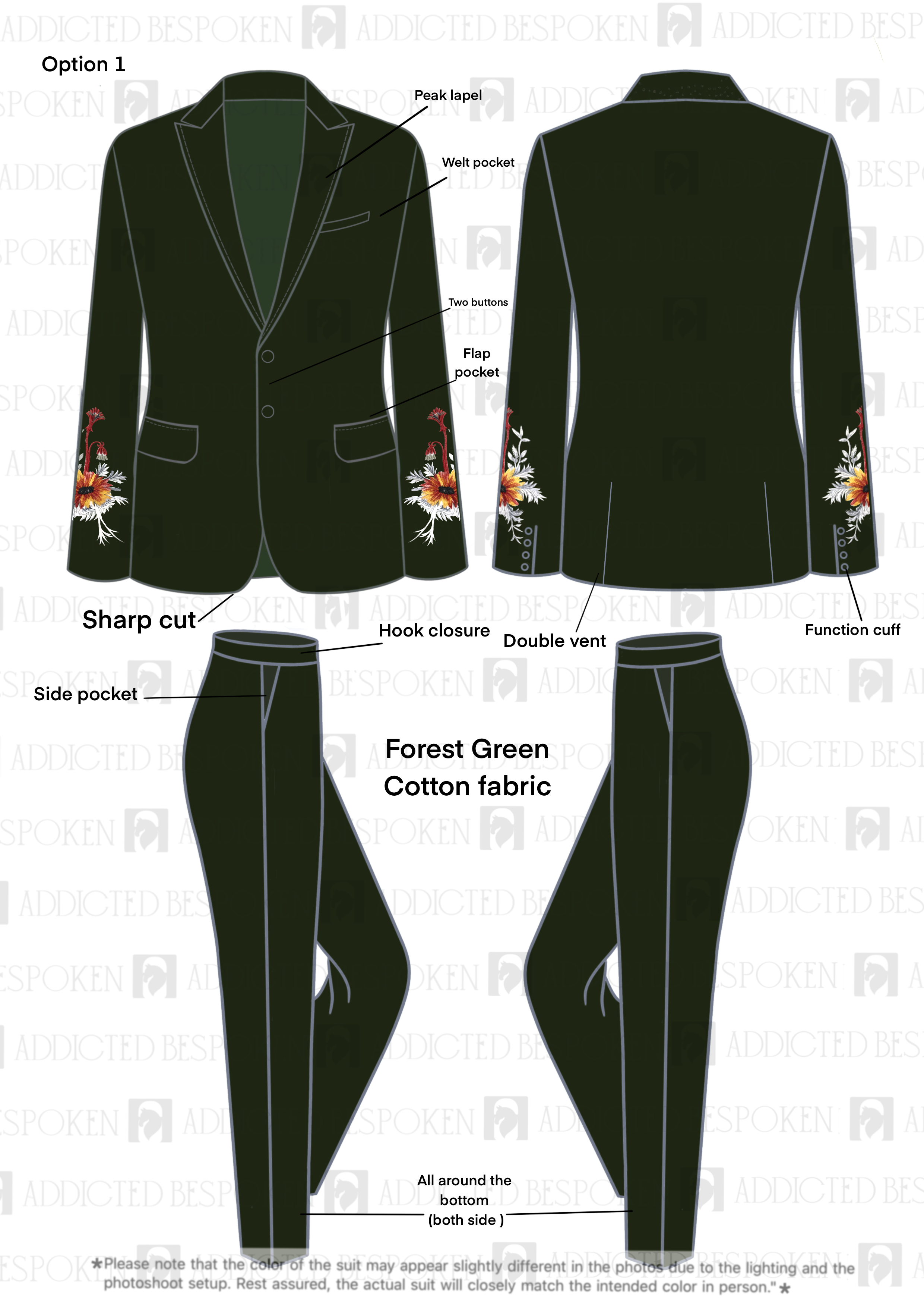 Custom Made 2 Piece Embroidered suit for Lexa Addicted Bespoken