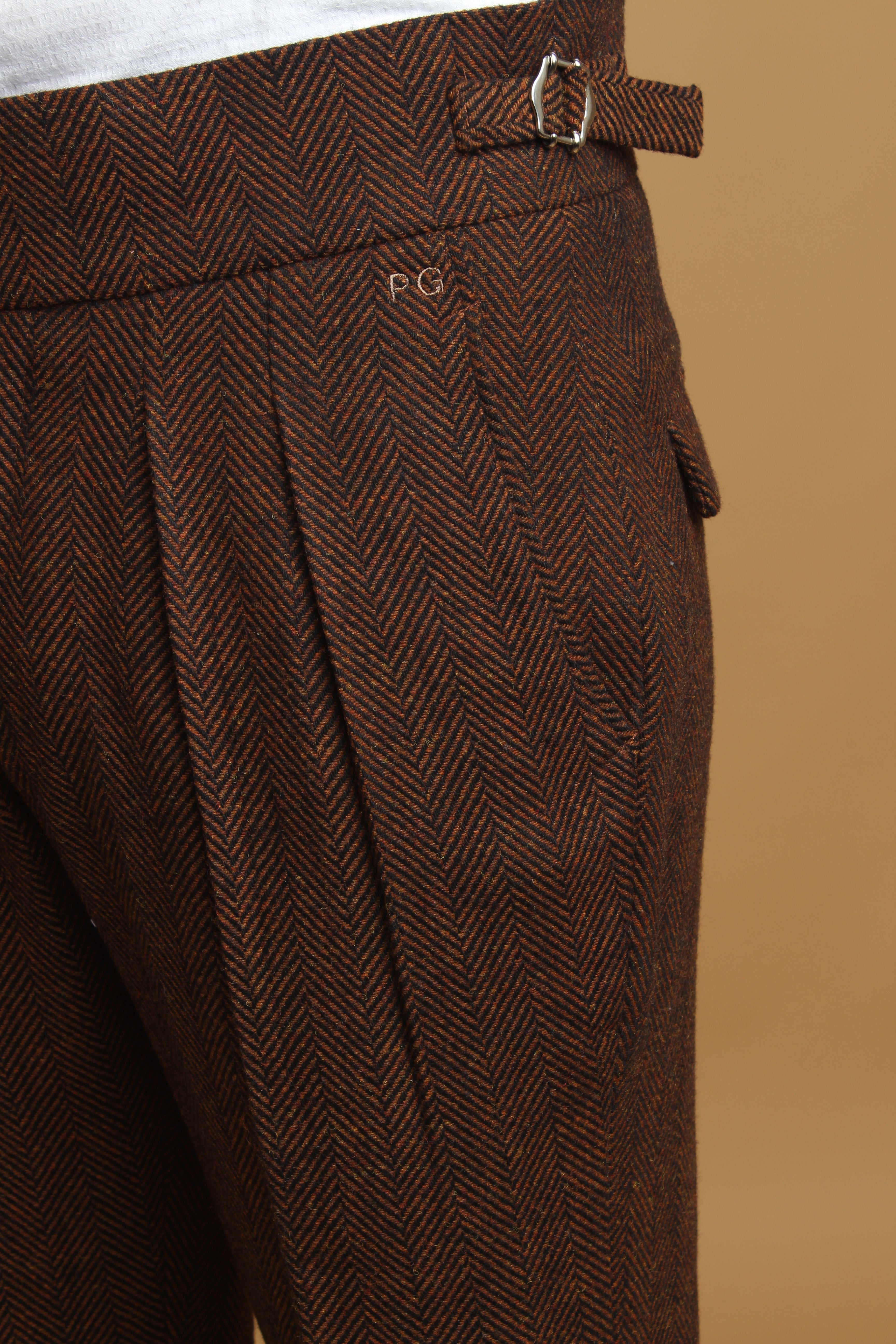 Tailored Brown Herringbone Pant