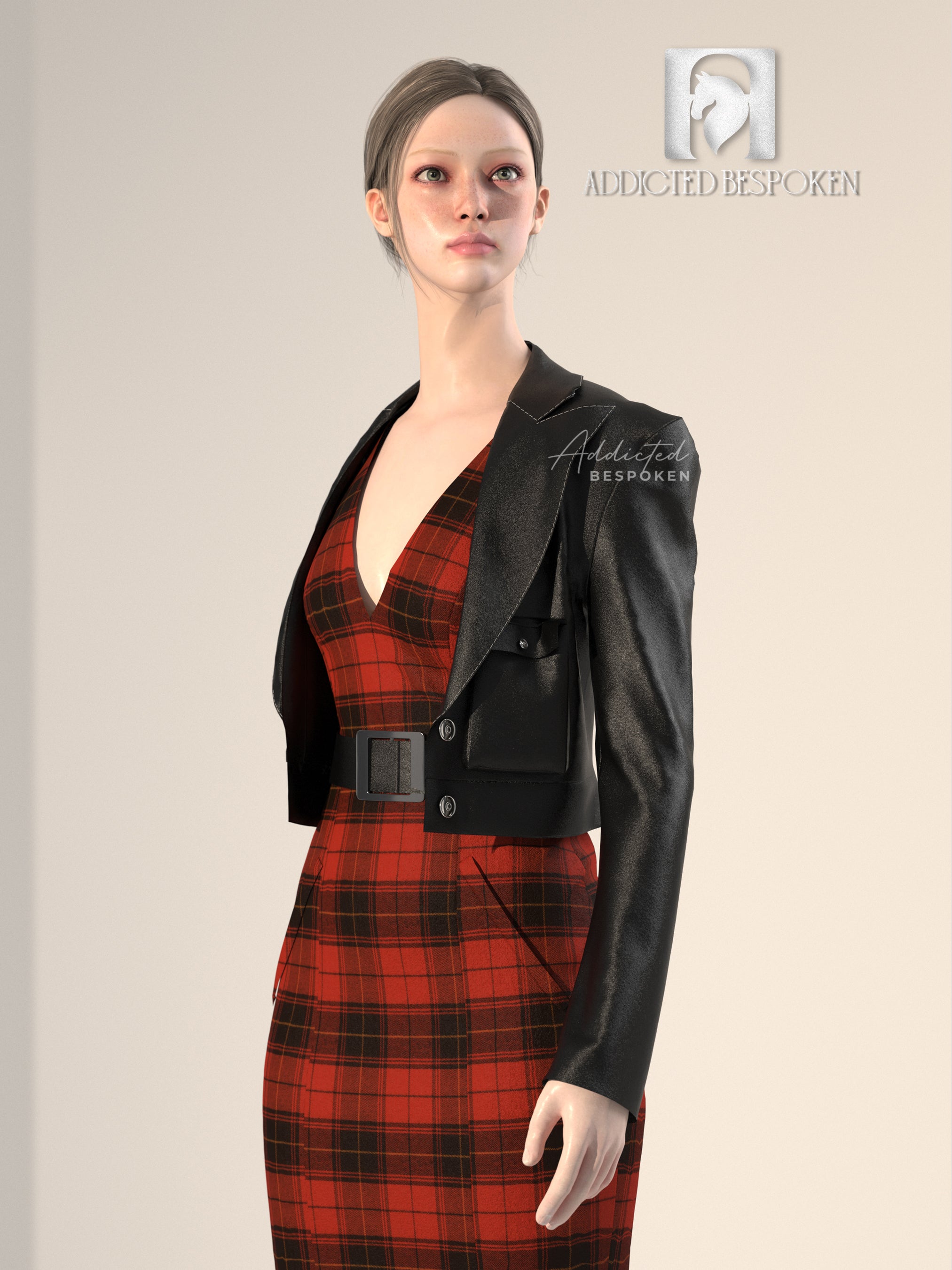 Red Plaid Dress with Black Leather Jacket | Addicted Bespoken Red Plaid Dress with Black Leather Jacket | Addicted Bespoken