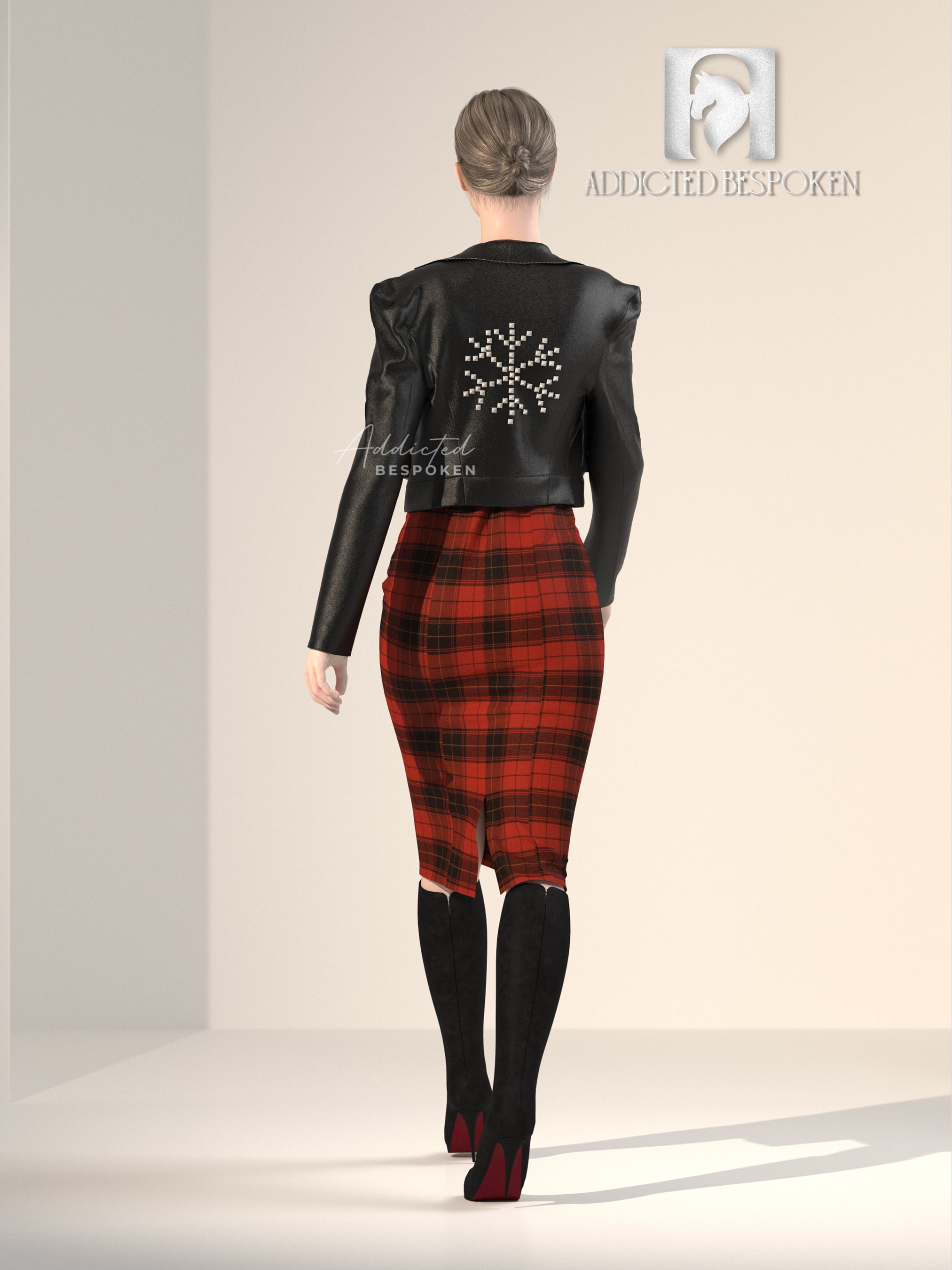 Red Plaid Dress with Black Leather Jacket | Addicted Bespoken Red Plaid Dress with Black Leather Jacket | Addicted Bespoken