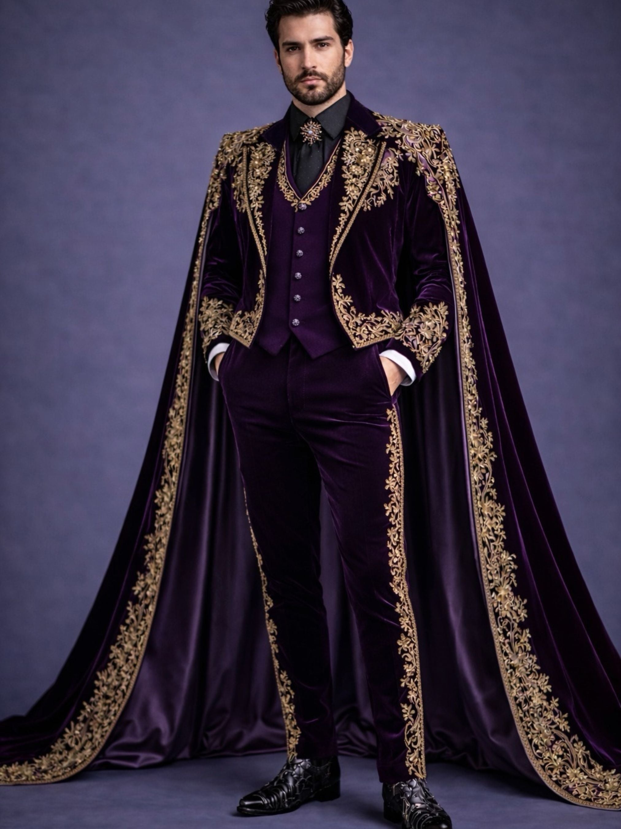 Velvet Gothic Cape Suit Addicted Bespoken