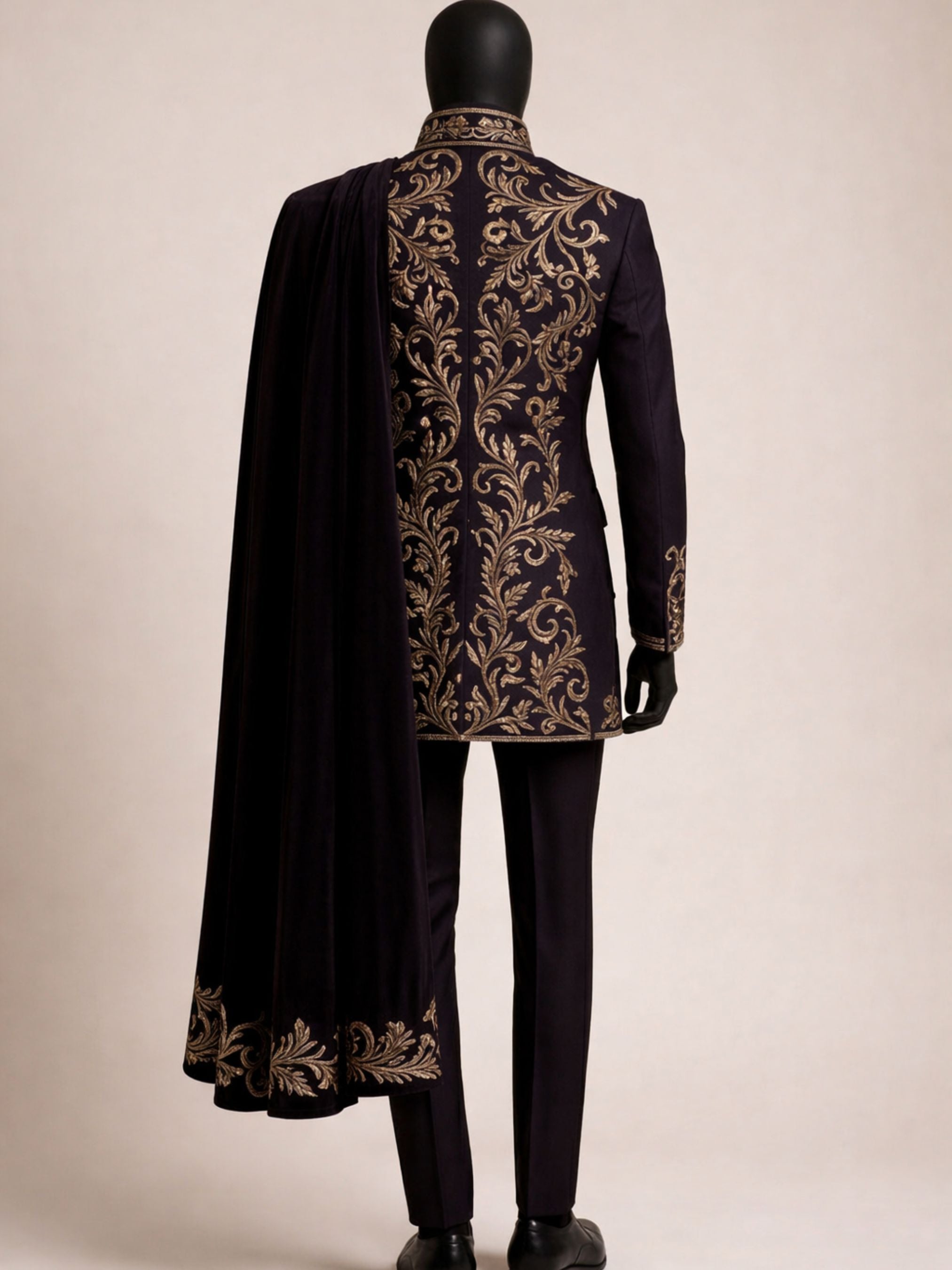 Imperial Gothic Embroidered Suit with Cape Addicted Bespoken