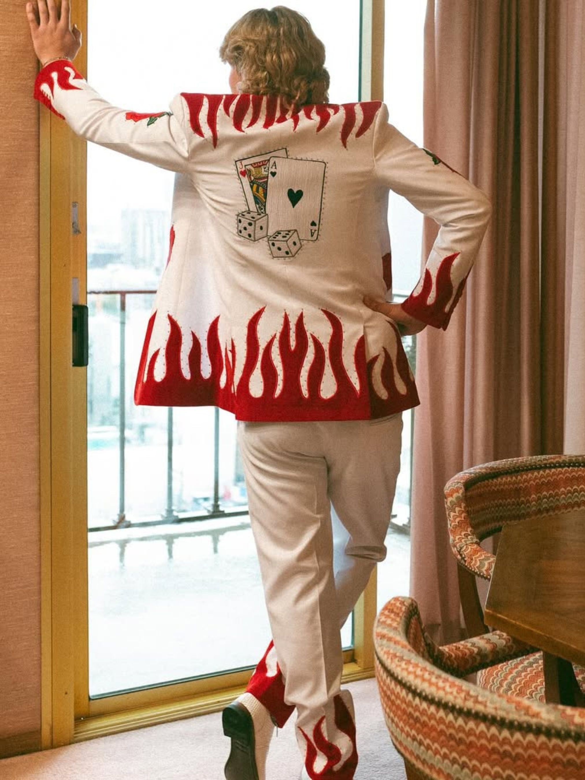 Flame Rose Embroidered Suit Addicted Bespoken