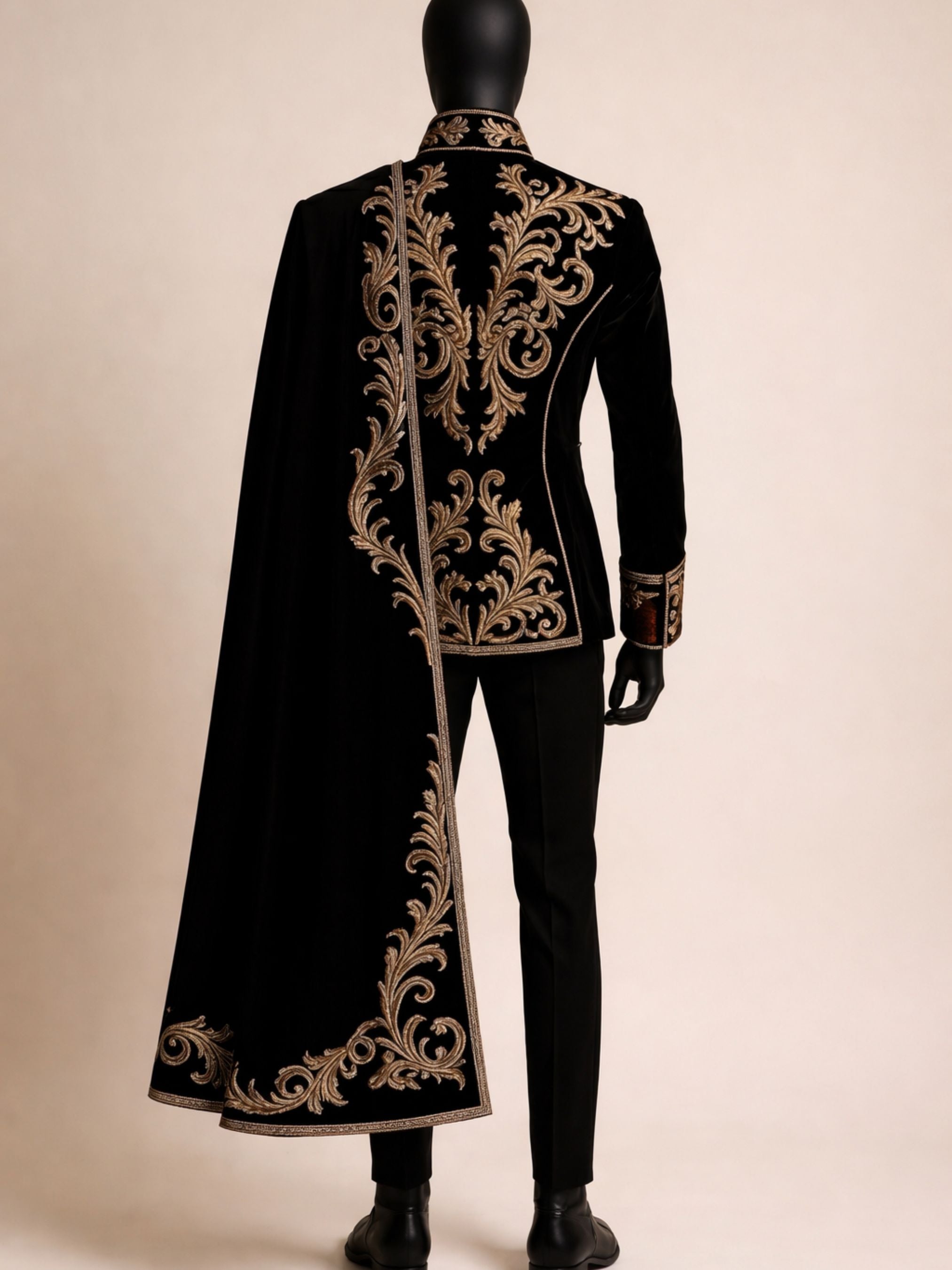 Gothic Royal Embroidered Suit with Cape Addicted Bespoken