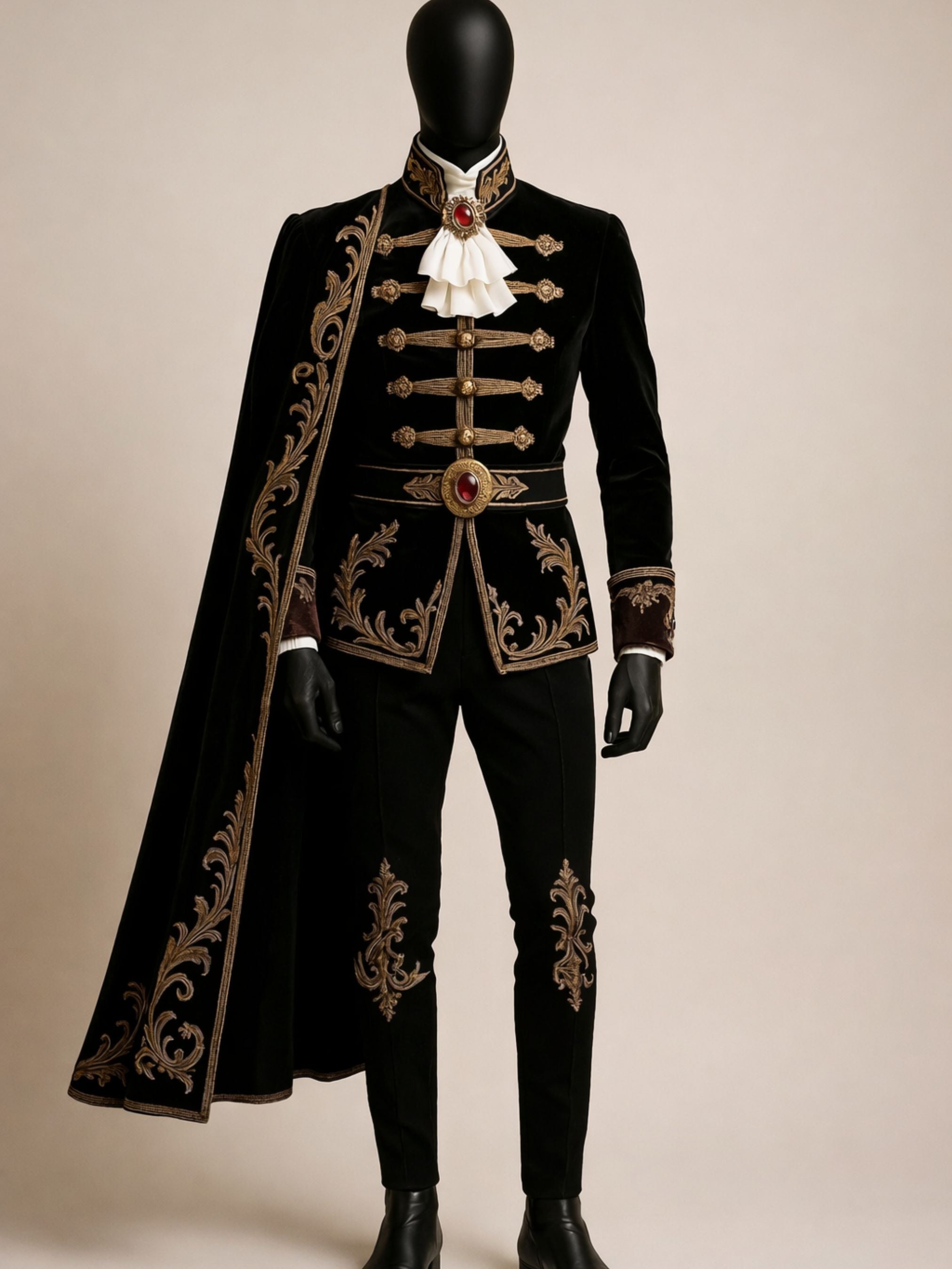 Gothic Royal Embroidered Suit with Cape Addicted Bespoken