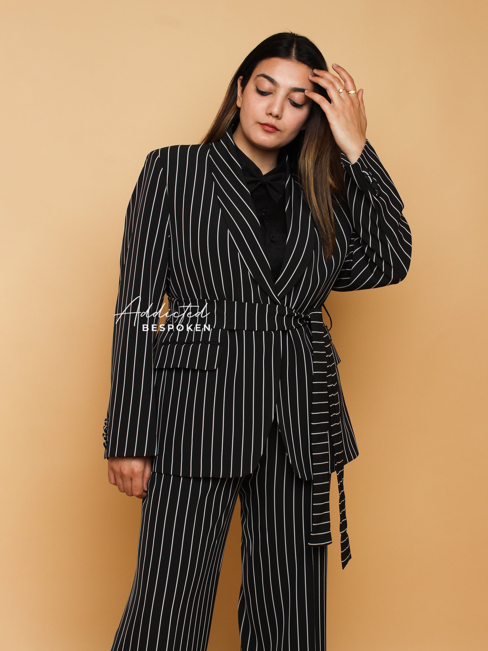 Striped Belted Business Chic