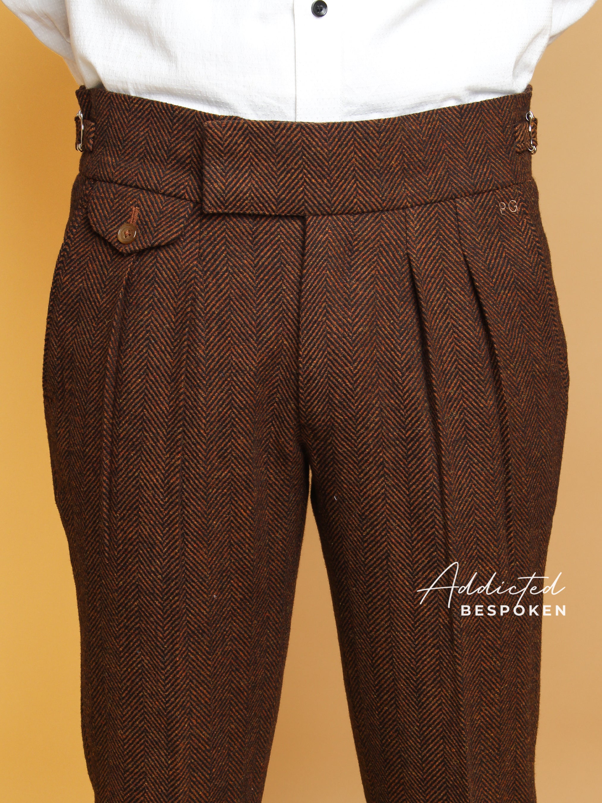 Tailored Brown Herringbone Pant
