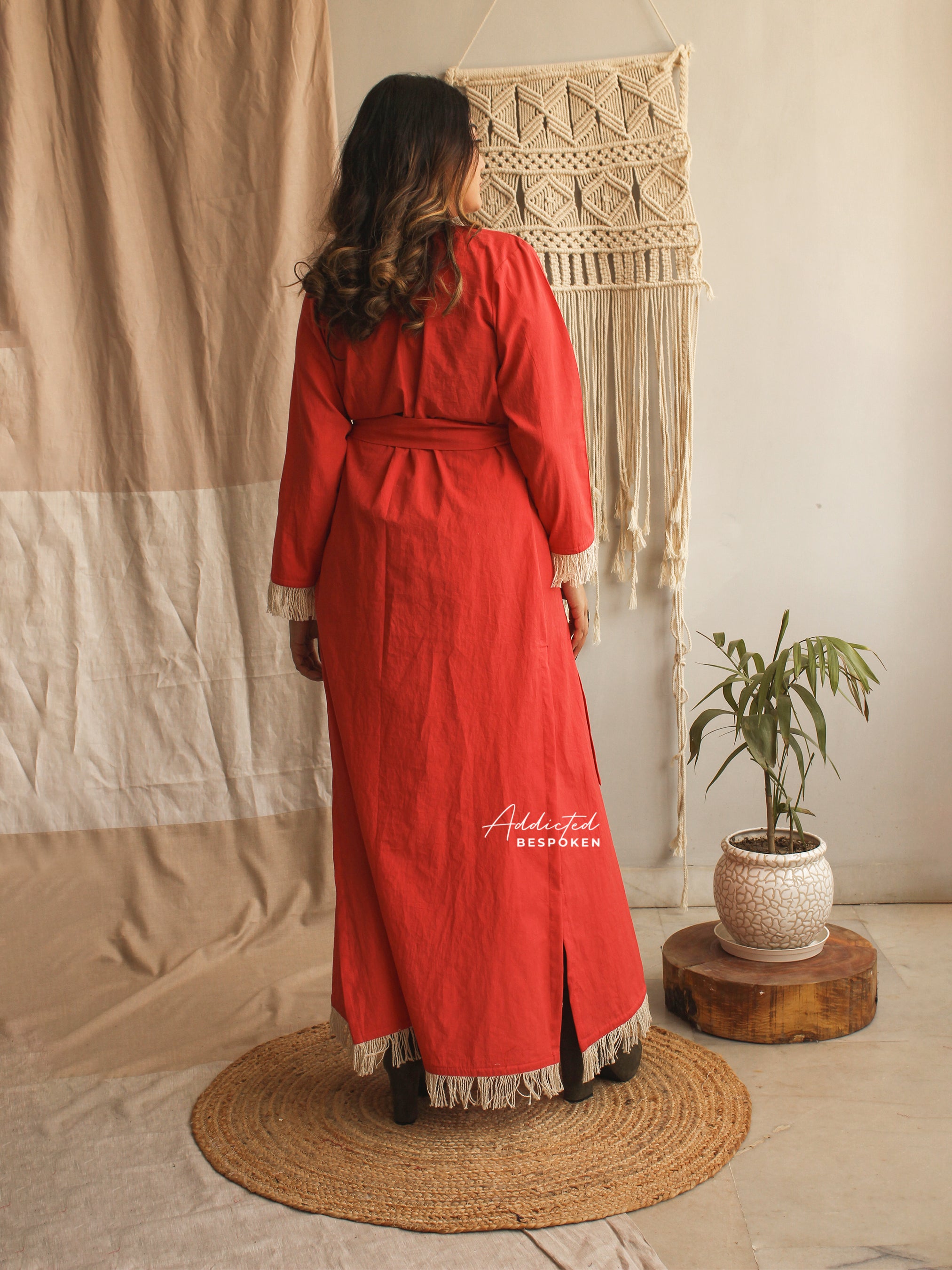 Red Boho Wrap Dress