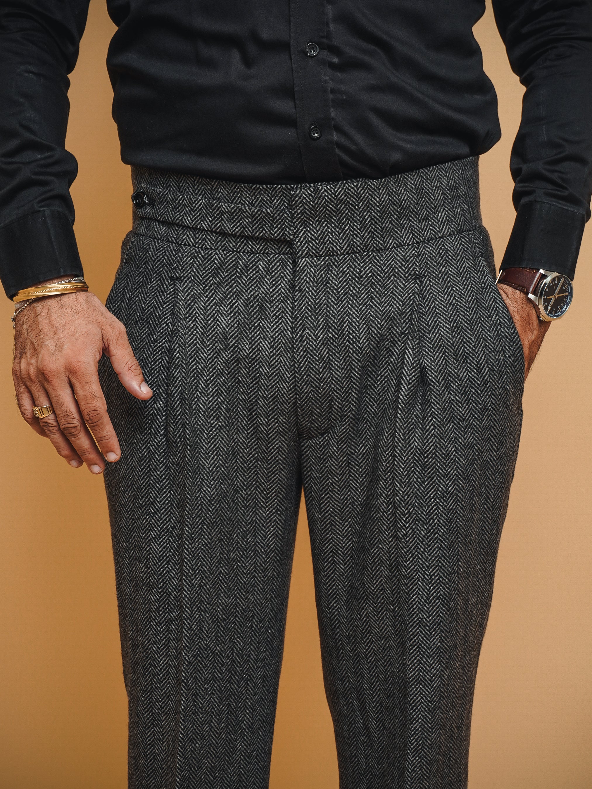 スーツ ADDICT CLOTHES HERRINGBONE WORK TROUSERS Classic Signature Men Pants | Addicted Bespoken