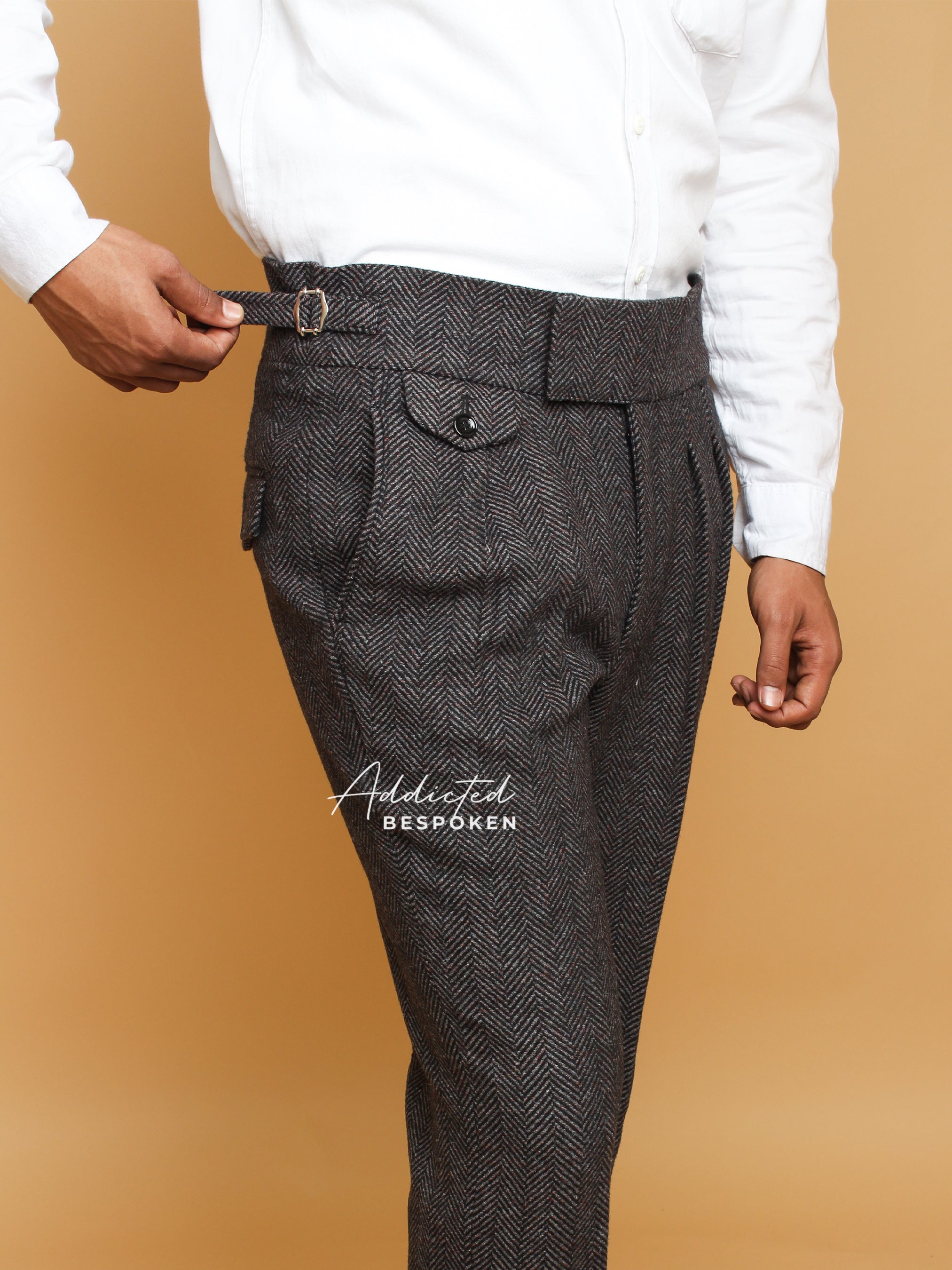 スーツ ADDICT CLOTHES HERRINGBONE WORK TROUSERS Timeless Herringbone Pattern Pants | Addicted Bespoken