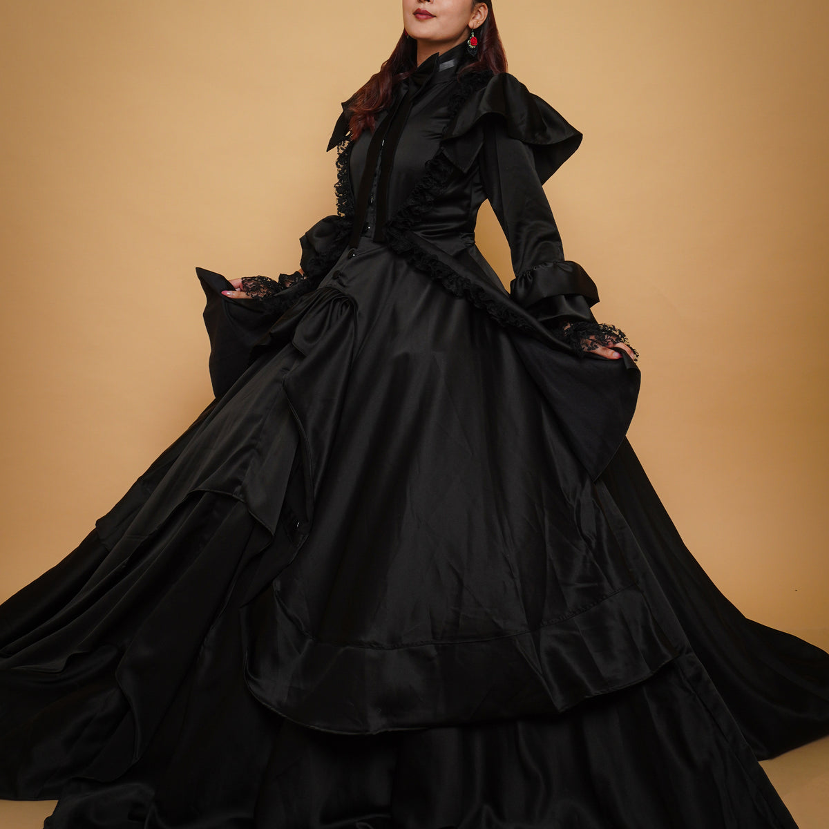 black gothic maxi dress Classic Satin Gown (CLS) Color:Cognac Navy tulum clothes Size inclusive. Sheer Scoopneck Lace Dress
