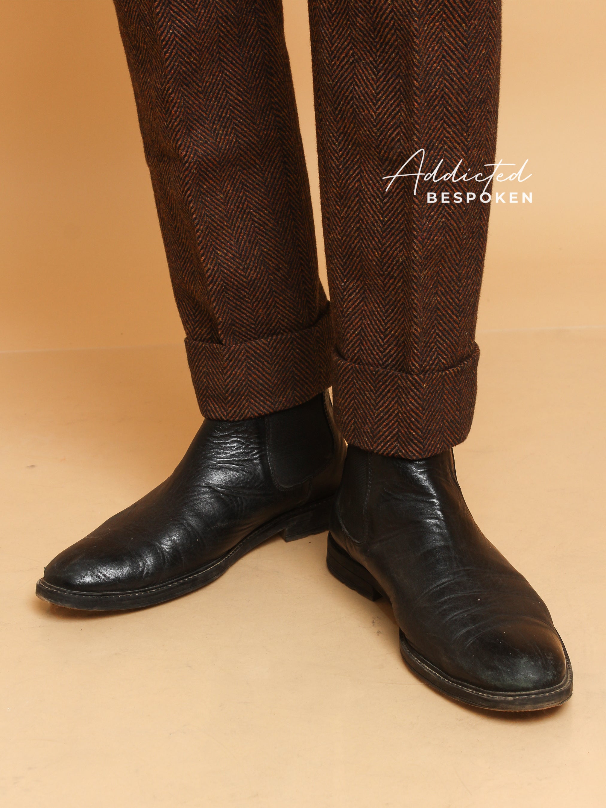 Tailored Brown Herringbone Pant