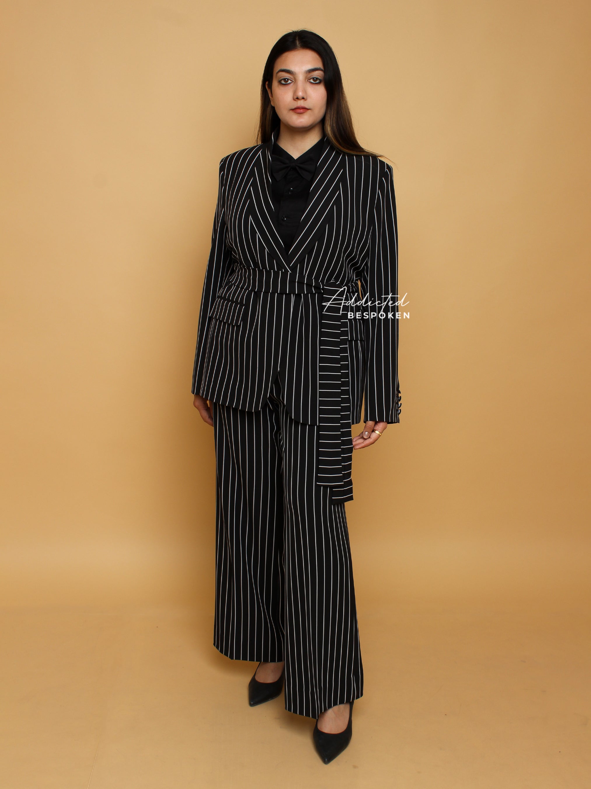 Striped Belted Business Chic